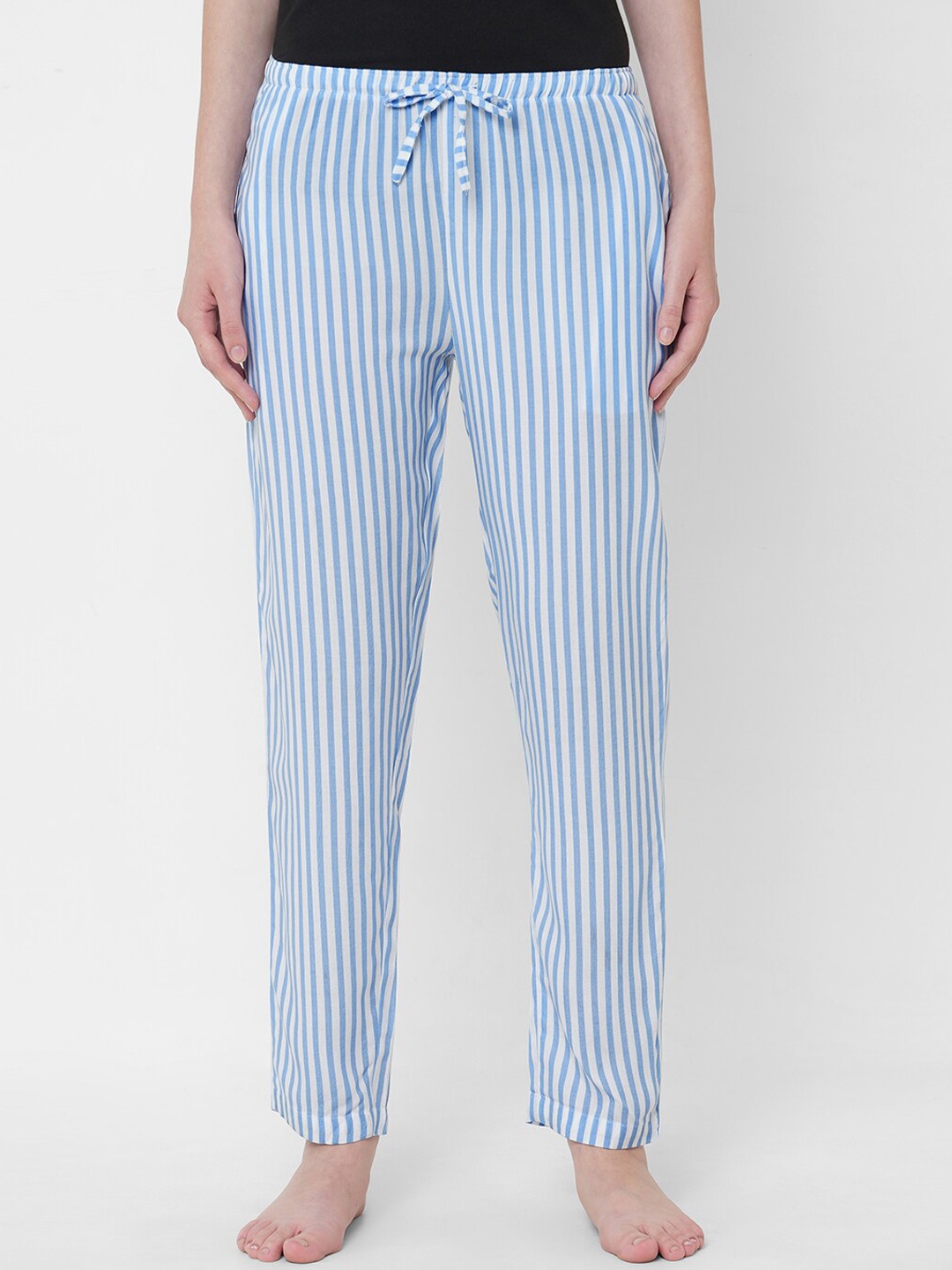 

URBAN SCOTTISH Women Striped Lounge Pants, Blue