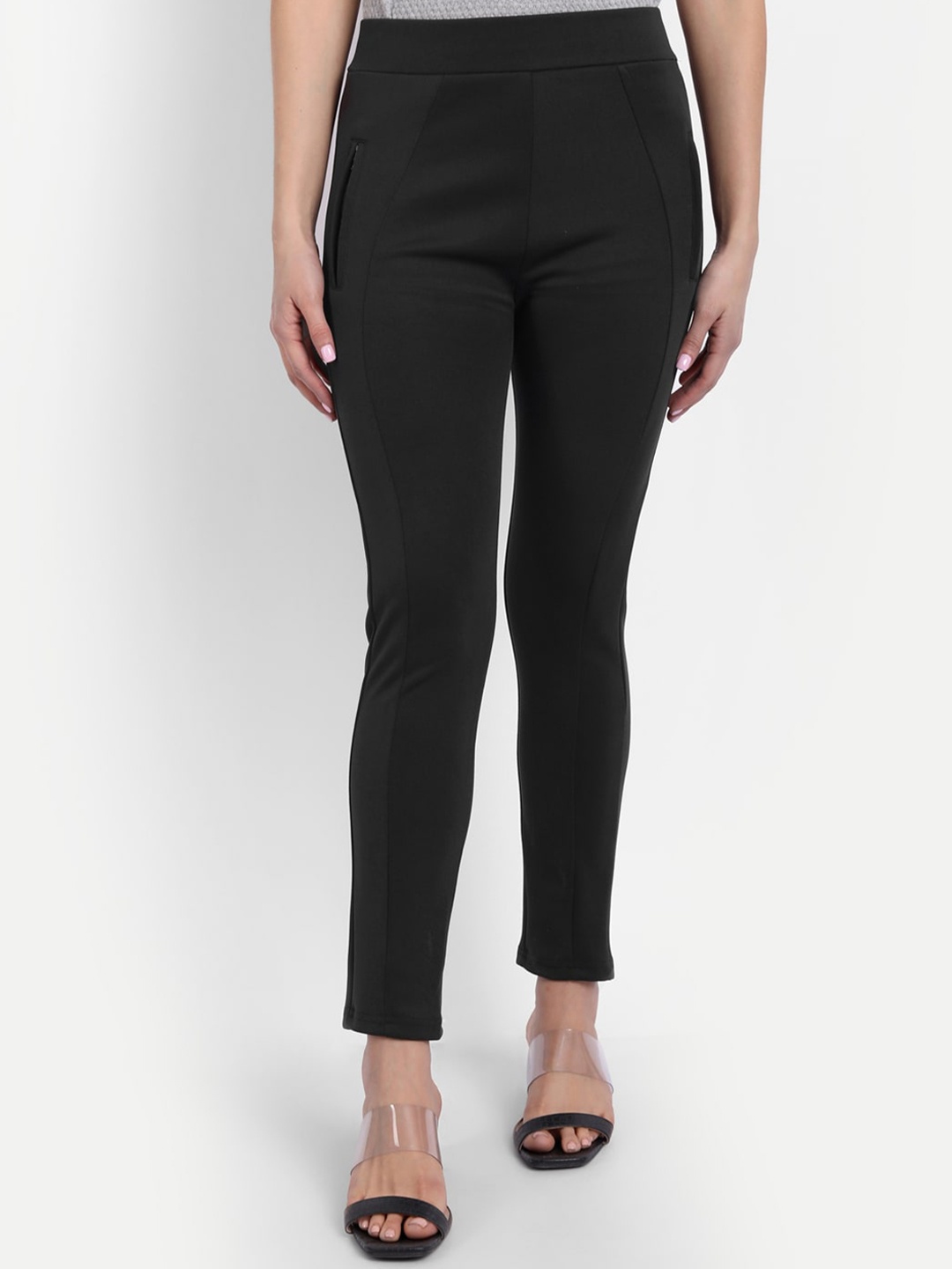 

BROADSTAR Women Straight Fit High-Rise Easy Wash Trousers, Black