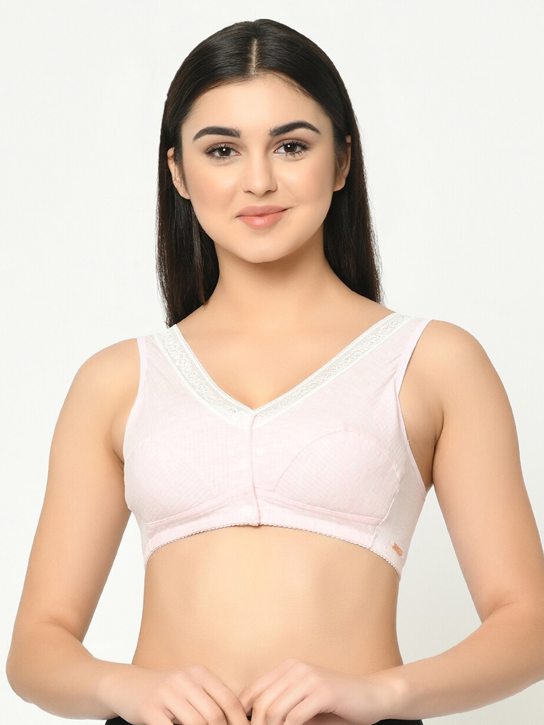 

Da Intimo Full Coverage Lightly Padded Cotton Anti Microbial Maternity Feeding Bra, Pink