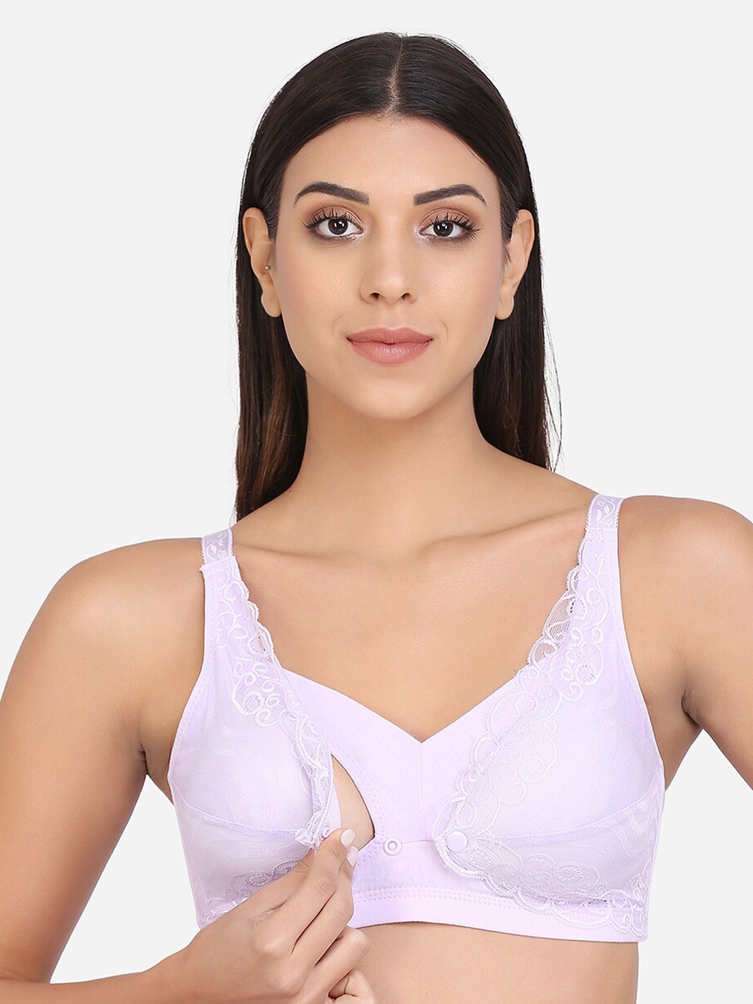 

Da Intimo Purple Floral Lightly Padded Anti Microbial Non-Wired Cotton Maternity Bra
