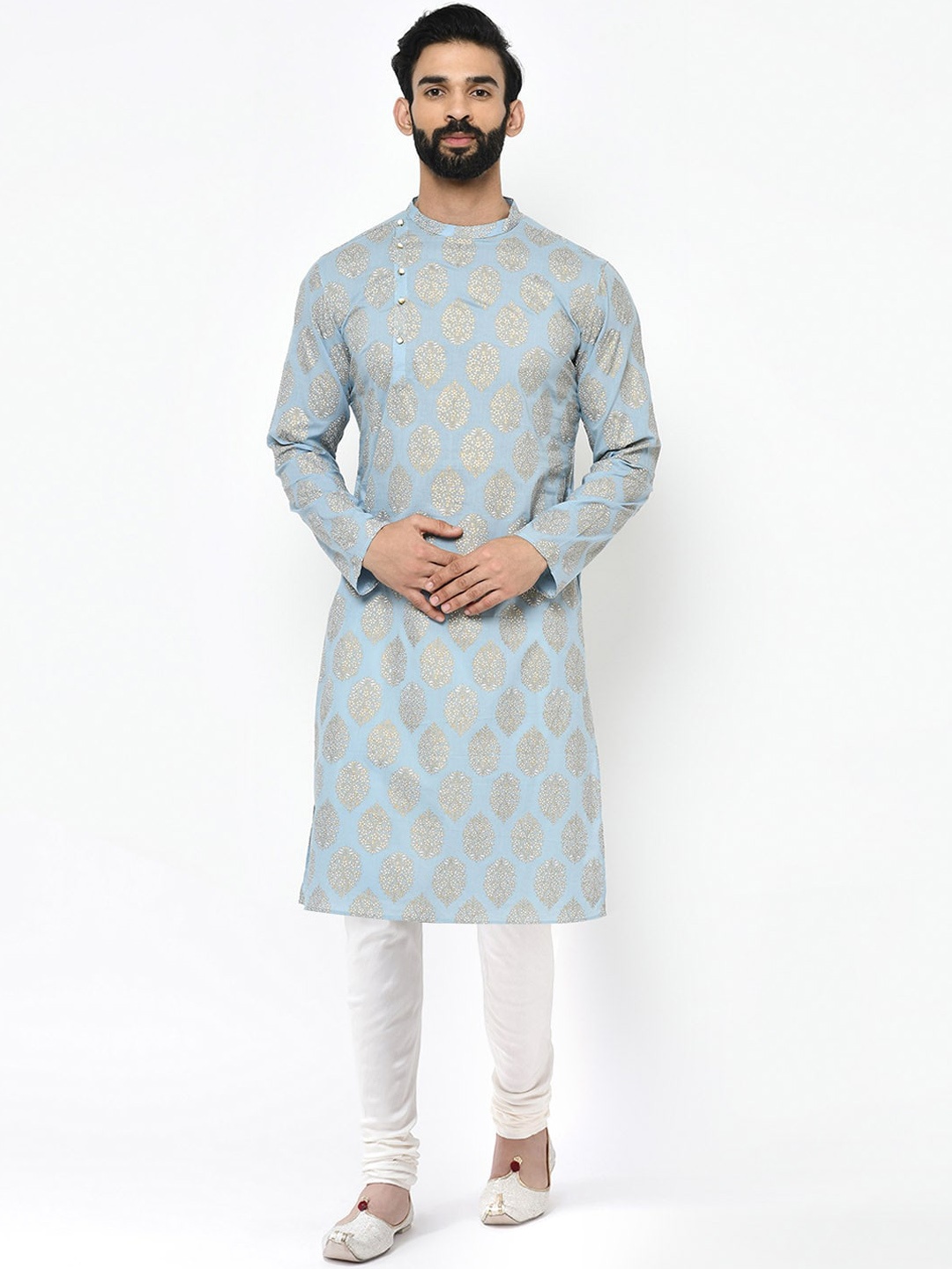 

KISAH Ethnic Motif Printed Mandarin Collar Kurta, Blue