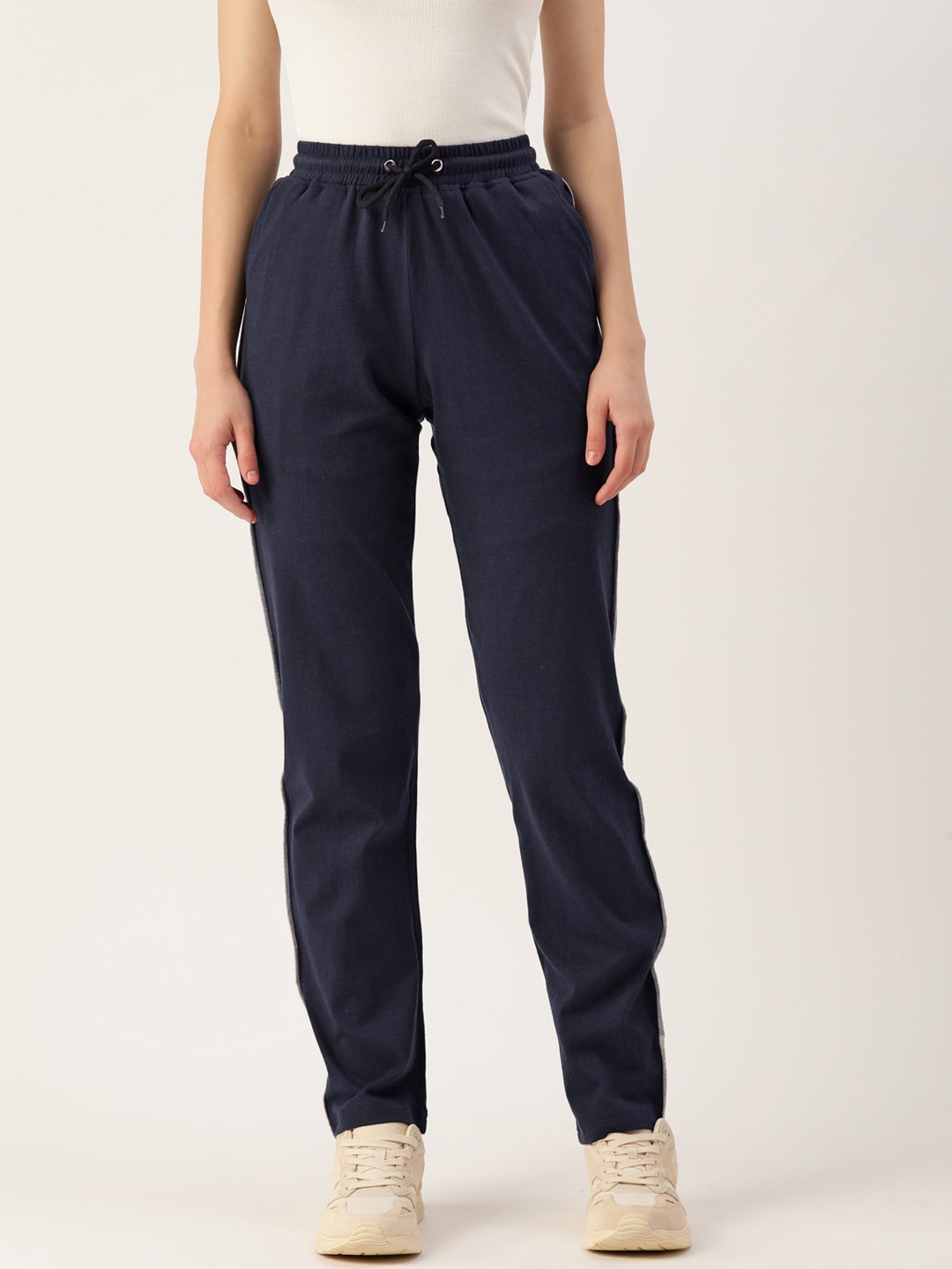 

Alsace Lorraine Paris Women Solid Cotton Track Pants, Navy blue