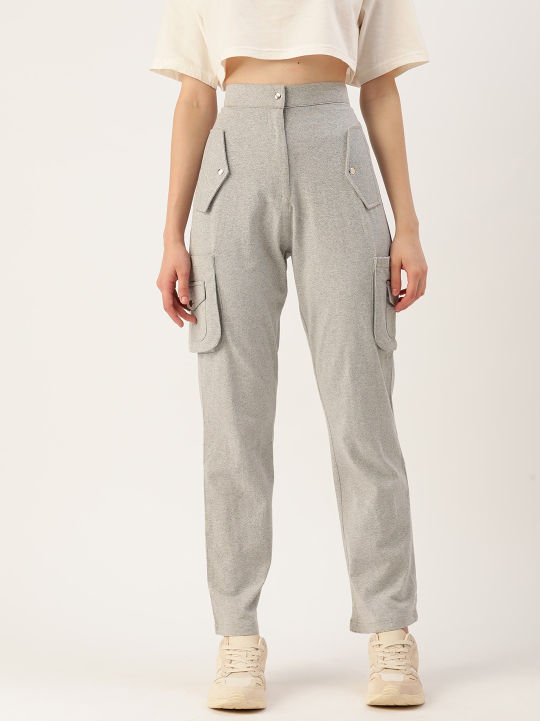 

Alsace Lorraine Paris Solid Cotton Cargos Trousers, Grey
