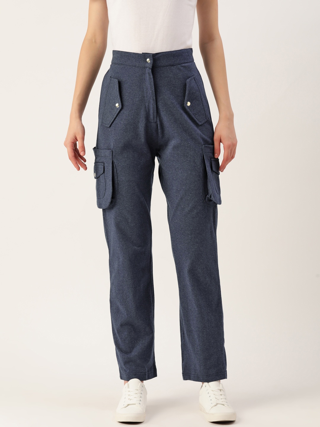 

Alsace Lorraine Paris Solid Cotton Cargos Trousers, Blue