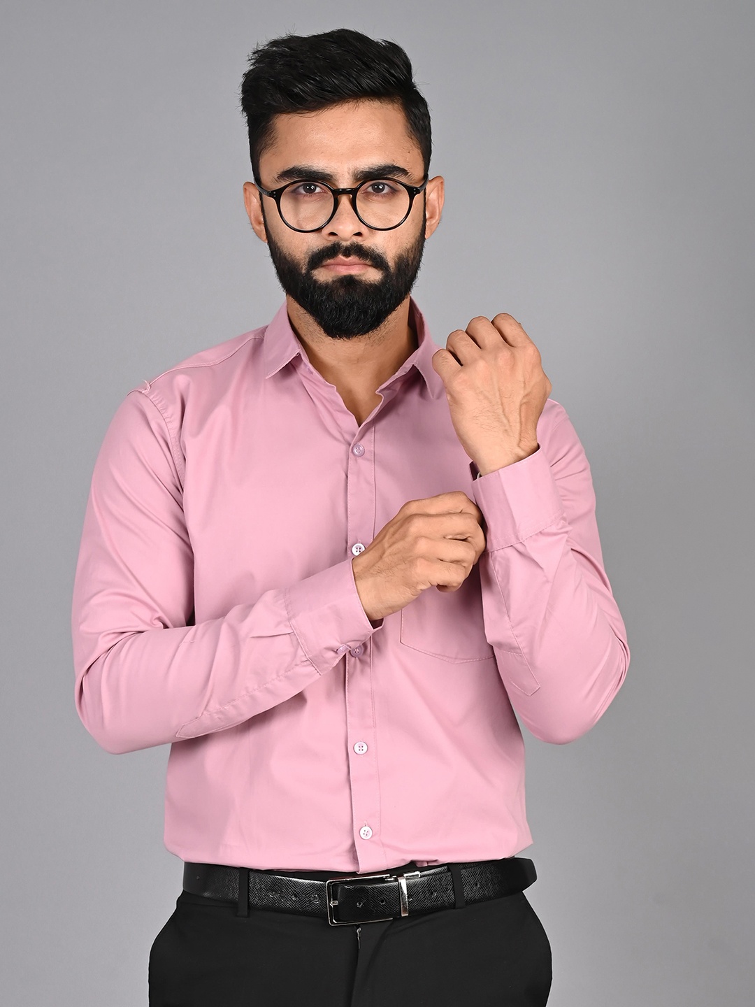 

FUBAR Modern Spread Collar Cotton Formal Shirt, Pink