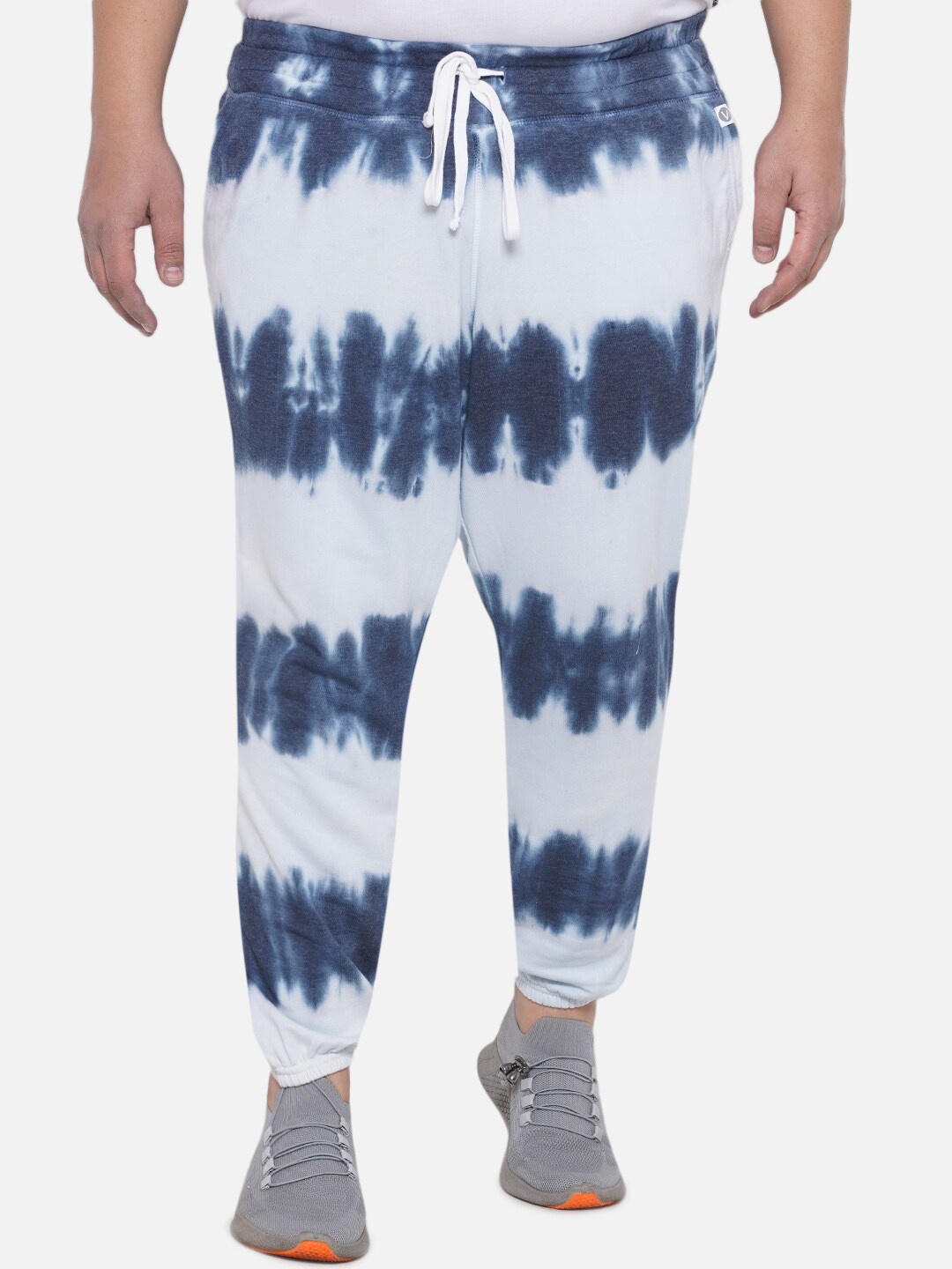 

Santonio Men Plus Size Tie And Dye Mid-Rise Pure Cotton Joggers, Blue