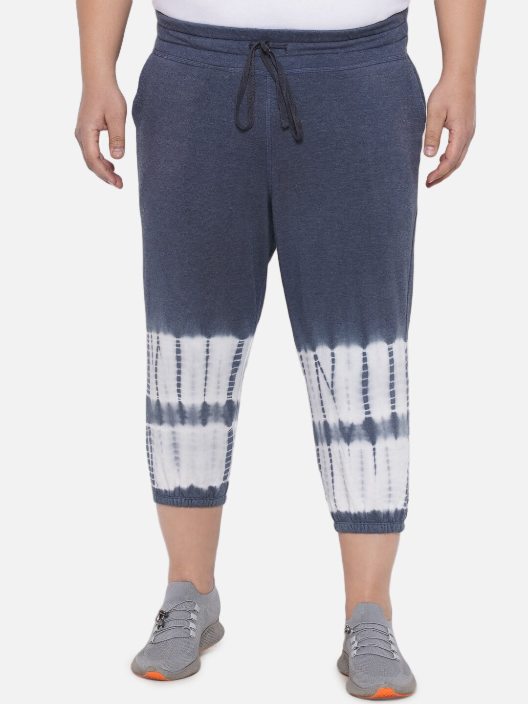 

Santonio Men Plus Size Tie And Dye Cotton Three Fourth Jogger, Navy blue
