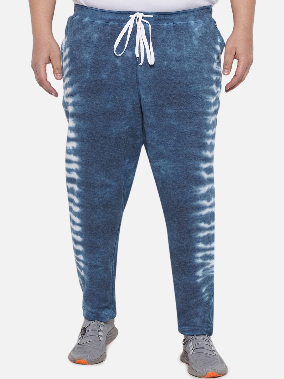 

Santonio Men Plus Size Tie And Dye Pure Cotton Track Pants, Blue