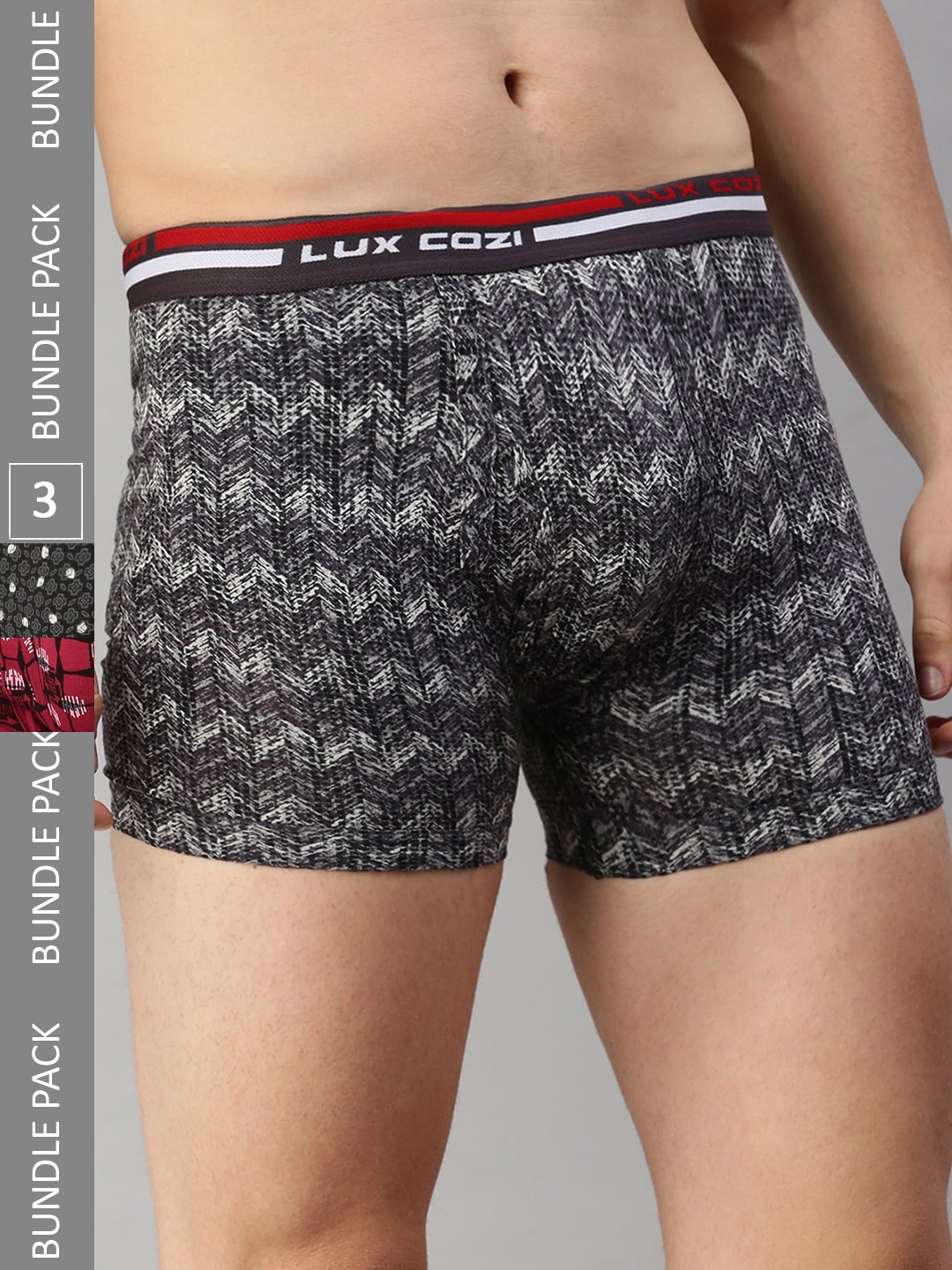

Lux Cozi Men Pack Of 3 Assorted Printed Cotton Trunks