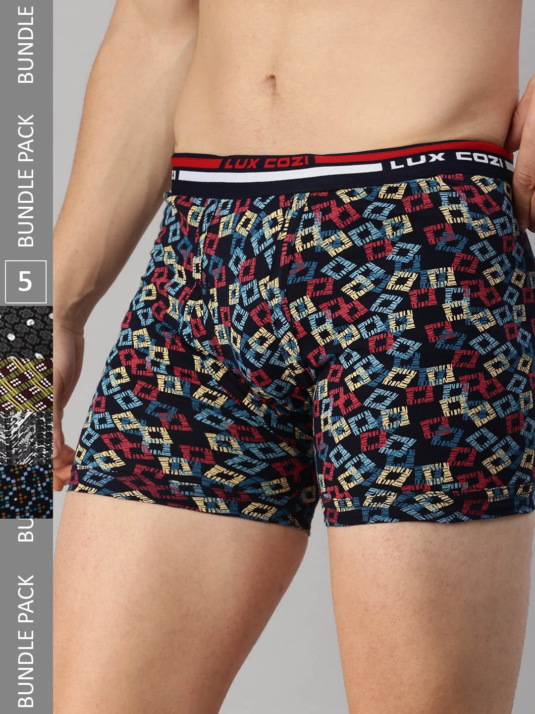 

Lux Cozi Men Pack Of 5 Assorted Printed Cotton Trunk COZI_BIGSHOT_LONGS_PRINT_OE_ASST_5PC