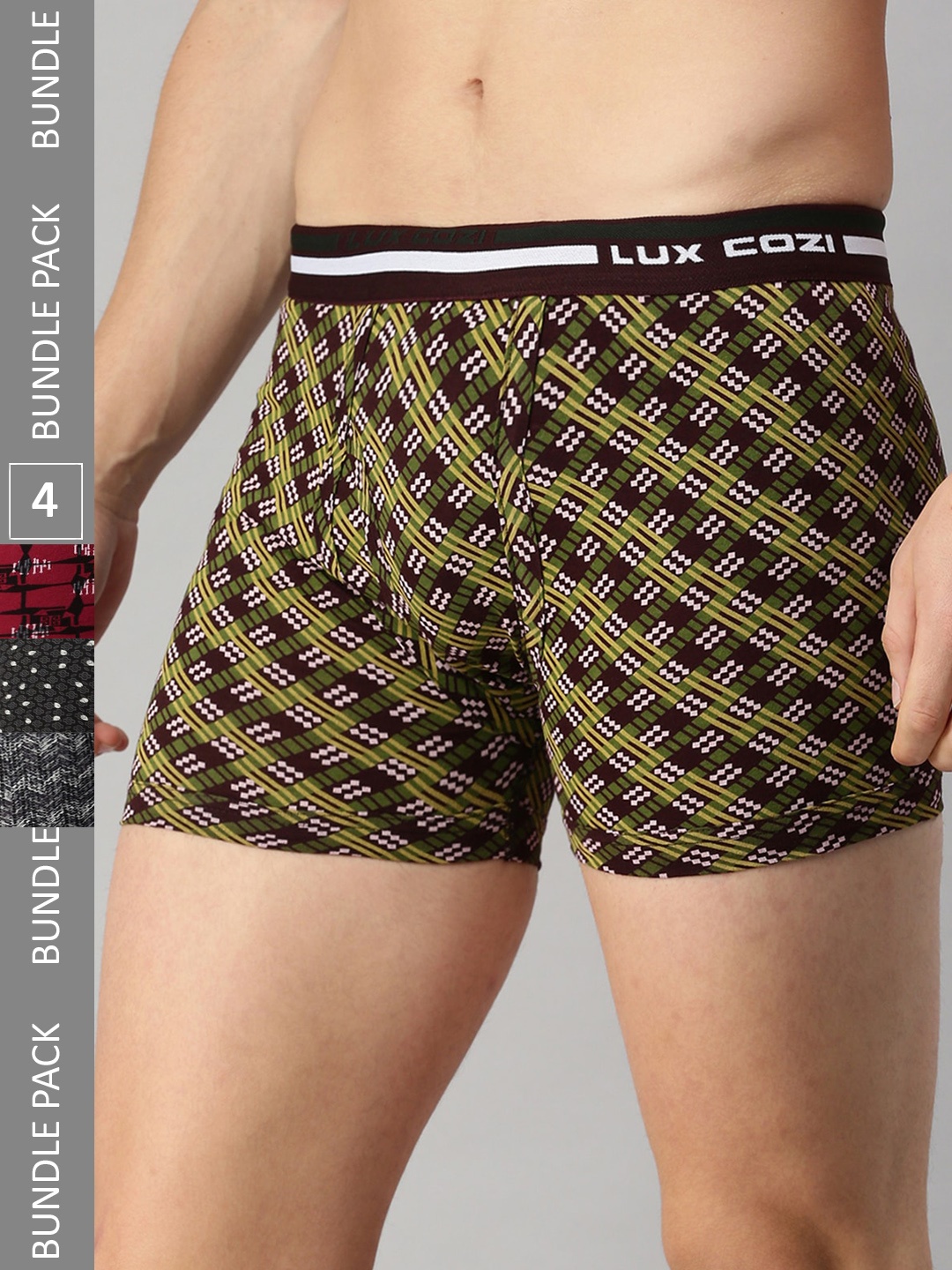 

Lux Cozi Men Pack Of 4 Assorted Cotton Trunks COZI_BIGSHOT_LONGS_PRINT_OE_ASST_4PC