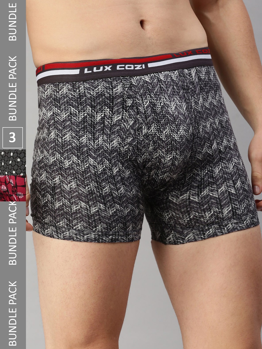 

Lux Cozi Men Pack Of 3 Assorted Combed Cotton Trunk