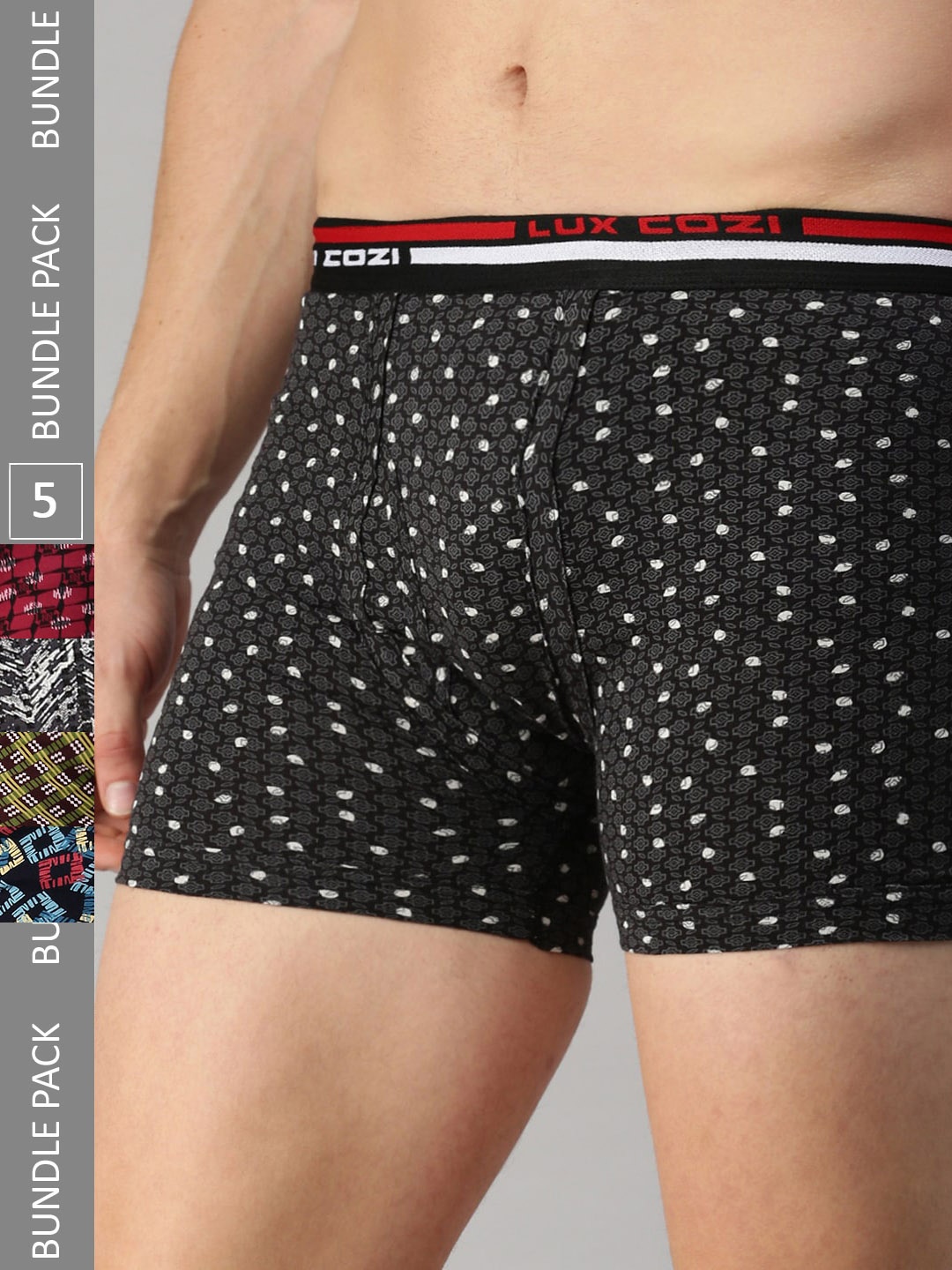 

Lux Cozi Pack Of 5 Assorted Cotton Trunks