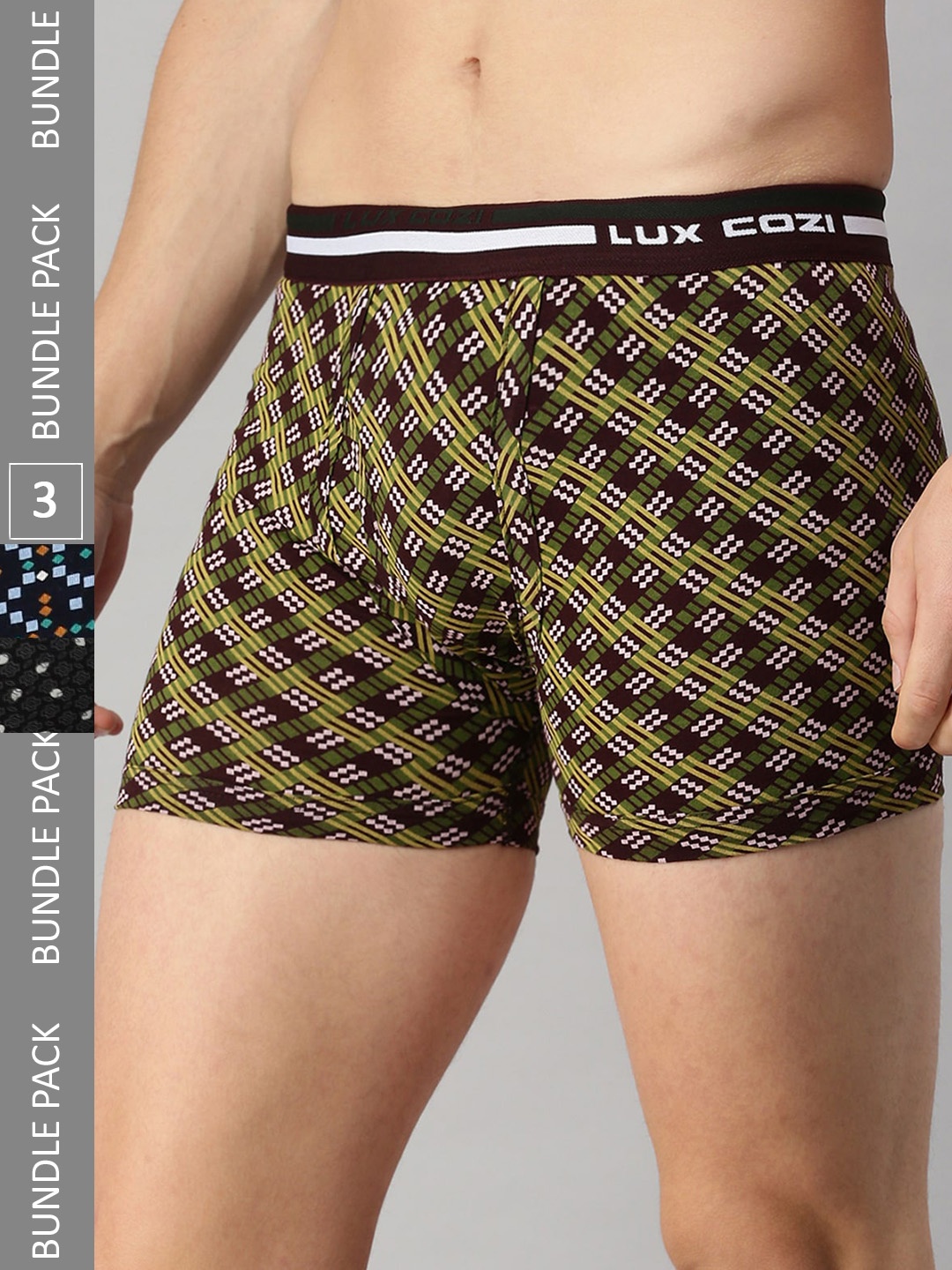 

Lux Cozi Men Pack Of 3 Assorted Cotton Trunks COZI_BIGSHOT_LONGS_PRINT_OE_AST2_3PC