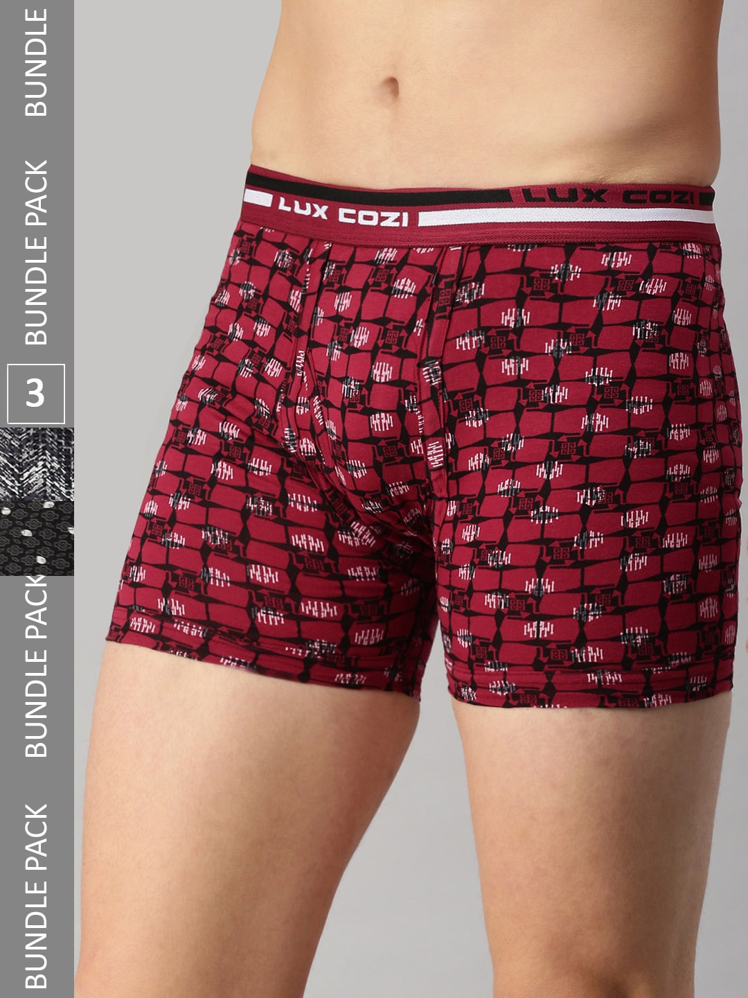 

Lux Cozi Men Pack Of 3 Assorted Cotton Trunks COZI_BIGSHOT_LONGS_PRINT_OE_AST1_3PC