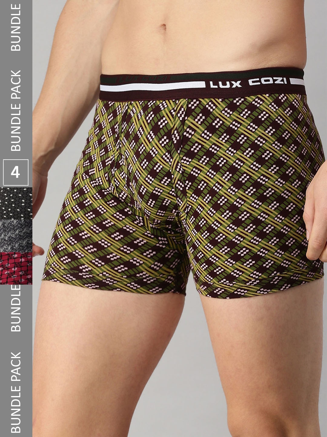

Lux Cozi Men Pack Of 4 Assorted Cotton Trunks COZI_BIGSHOT_LONGS_PRINT_OE_ASST_4PC
