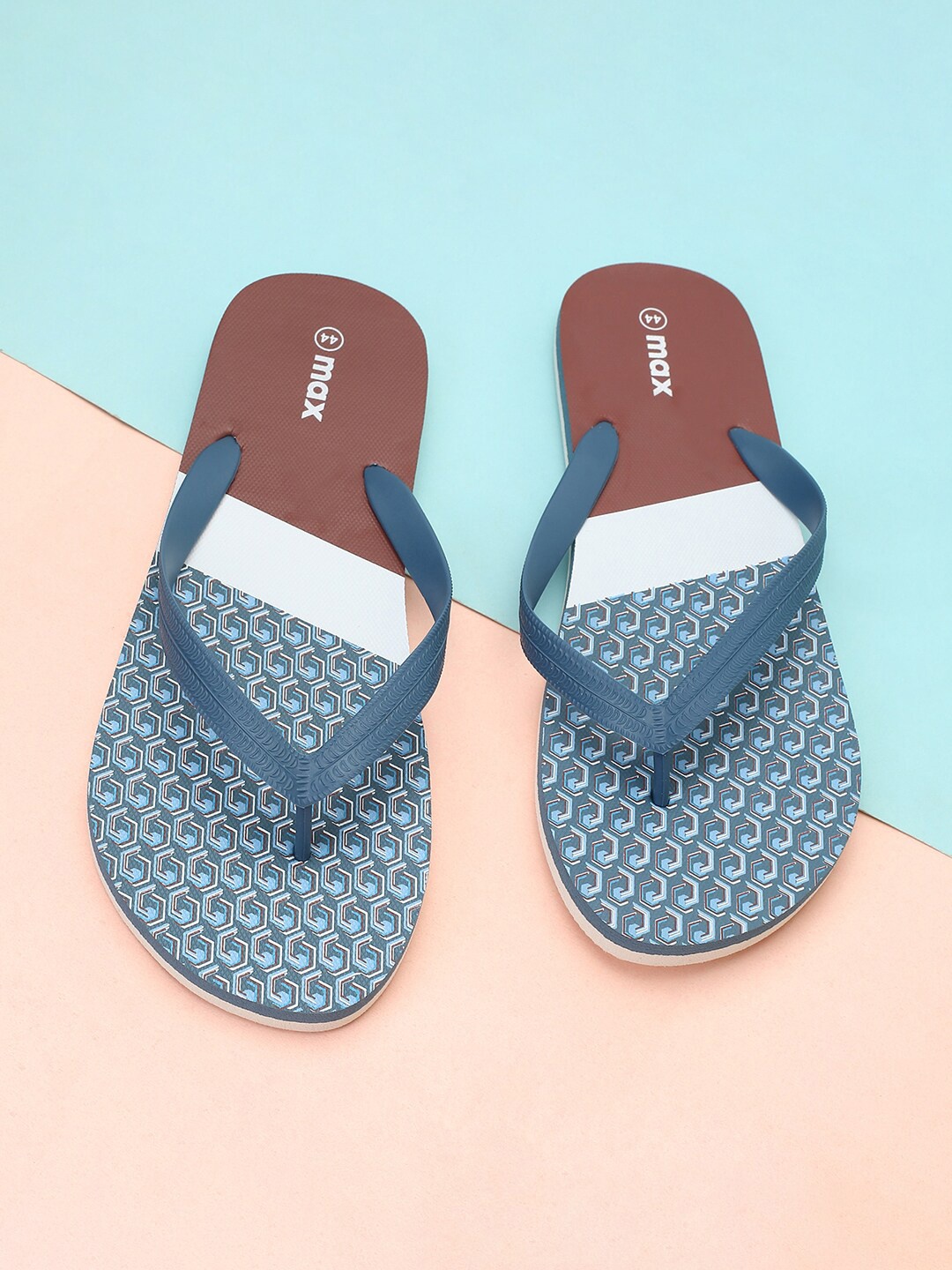 max Men Printed Thong Flip-Flops, Blue