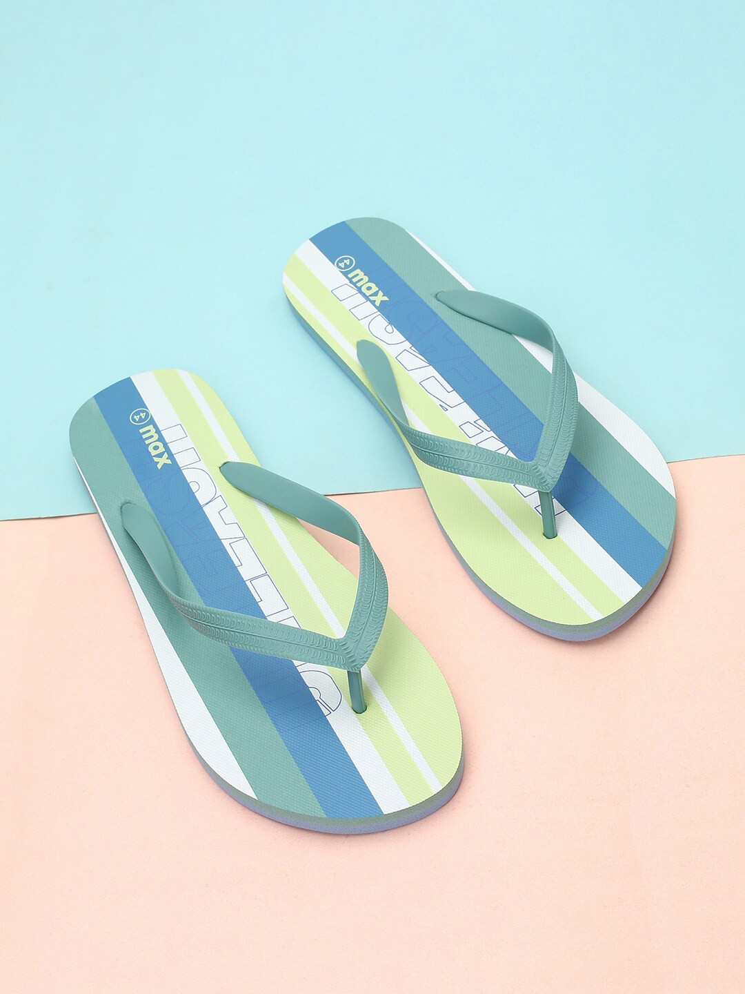 

max Men Striped Thong Flip-Flops, Sea green