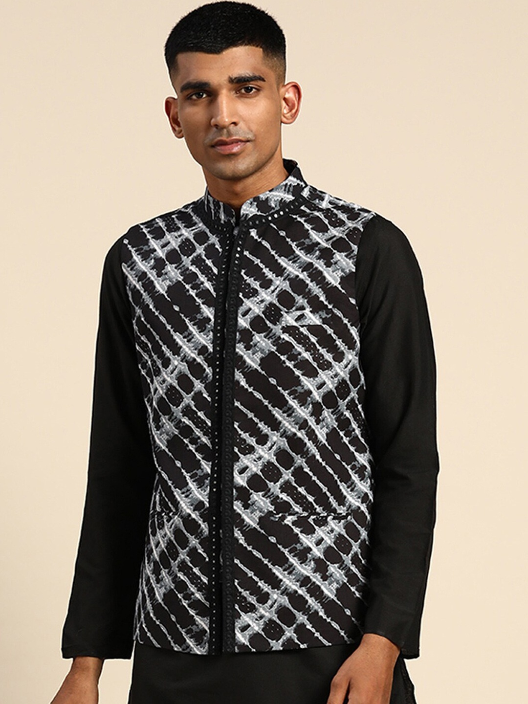 

KISAH Abstract Printed Nehru Jackets, Blue