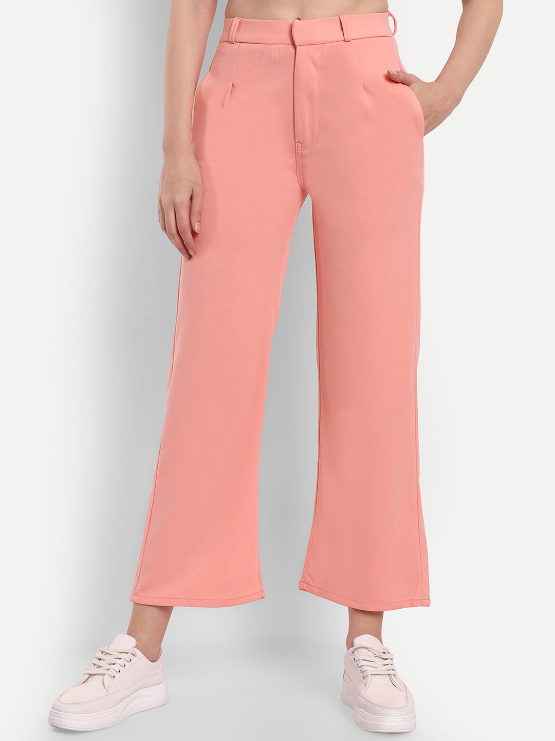 

Next One Women Straight Fit High-Rise Easy Wash Bootcut Trousers, Pink