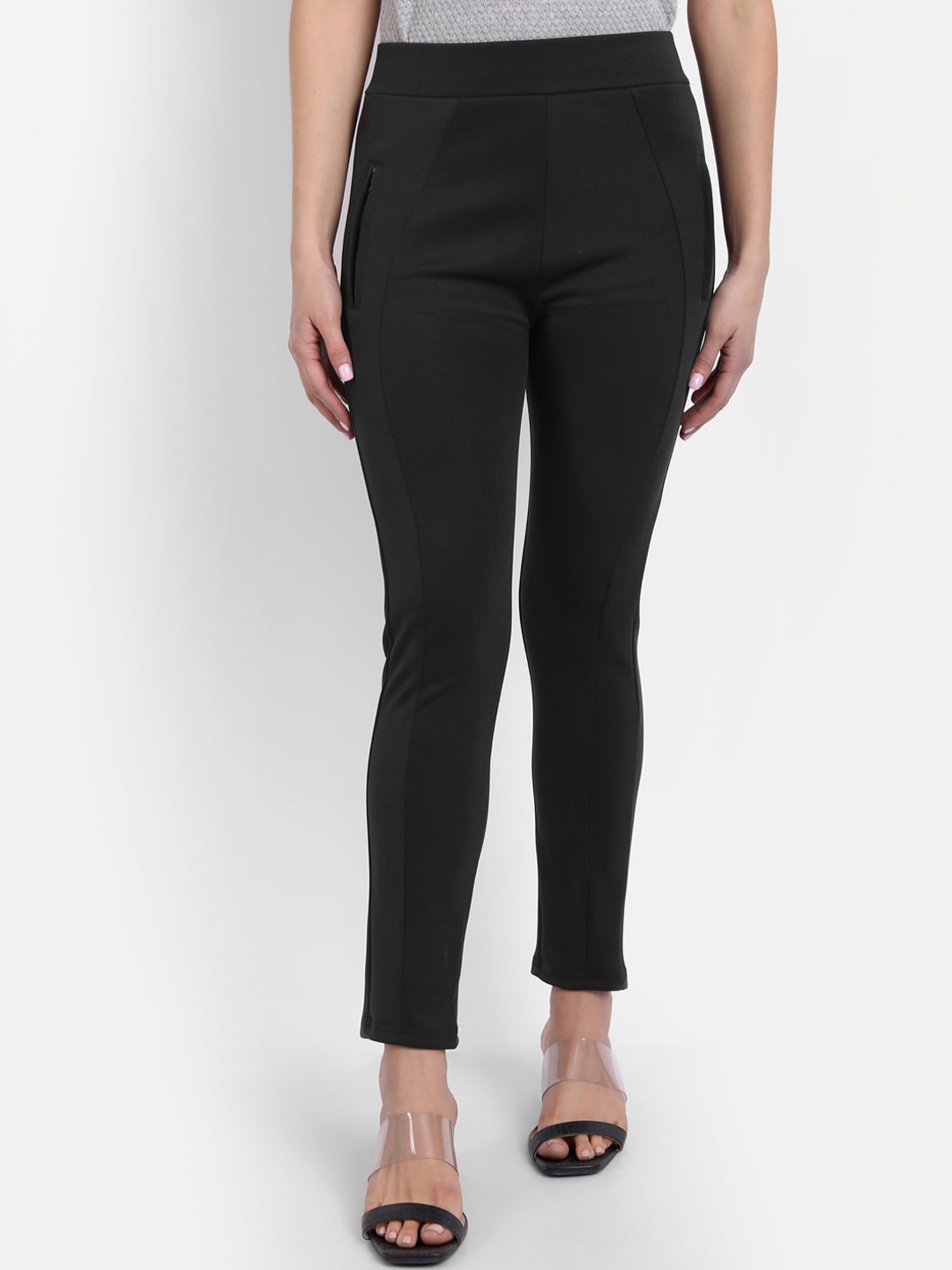 

Next One Women Slim Fit High-Rise Easy Wash Trousers, Black