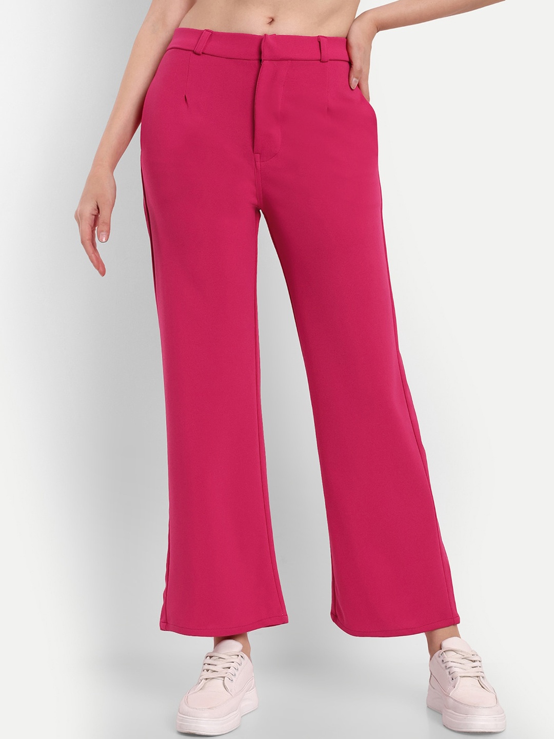 

Next One Women Straight Fit High-Rise Easy Wash Bootcut Trousers, Rose