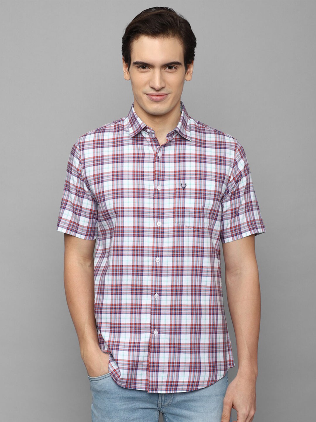 

Allen Solly Spread Collar Slim Fit Tartan Checked Pure Cotton Casual Shirt, White