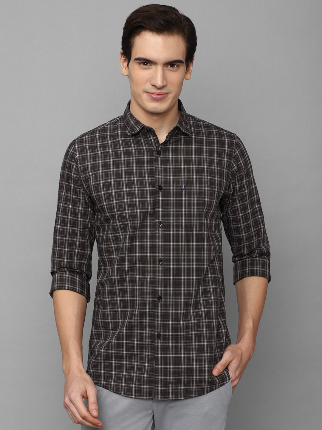 

Allen Solly Spread Collar Slim Fit Tartan Checked Pure Cotton Casual Shirt, Brown