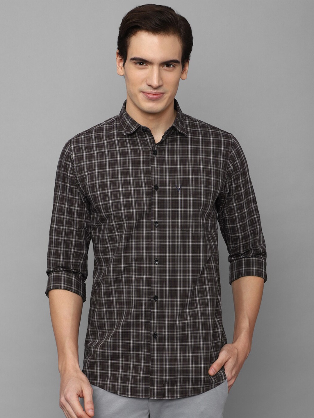 

Allen Solly Spread Collar Slim Fit Tartan Checked Pure Cotton Casual Shirt, Brown