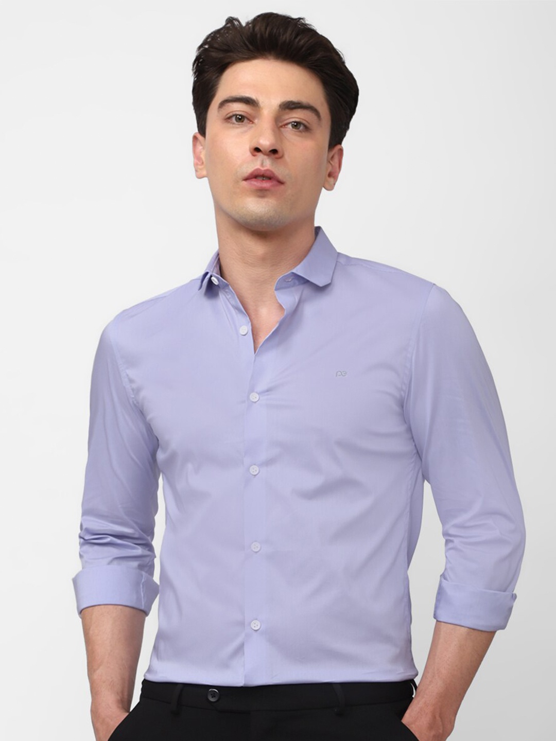 Peter England Slim Fit Spread Collar Formal Shirt, Purple