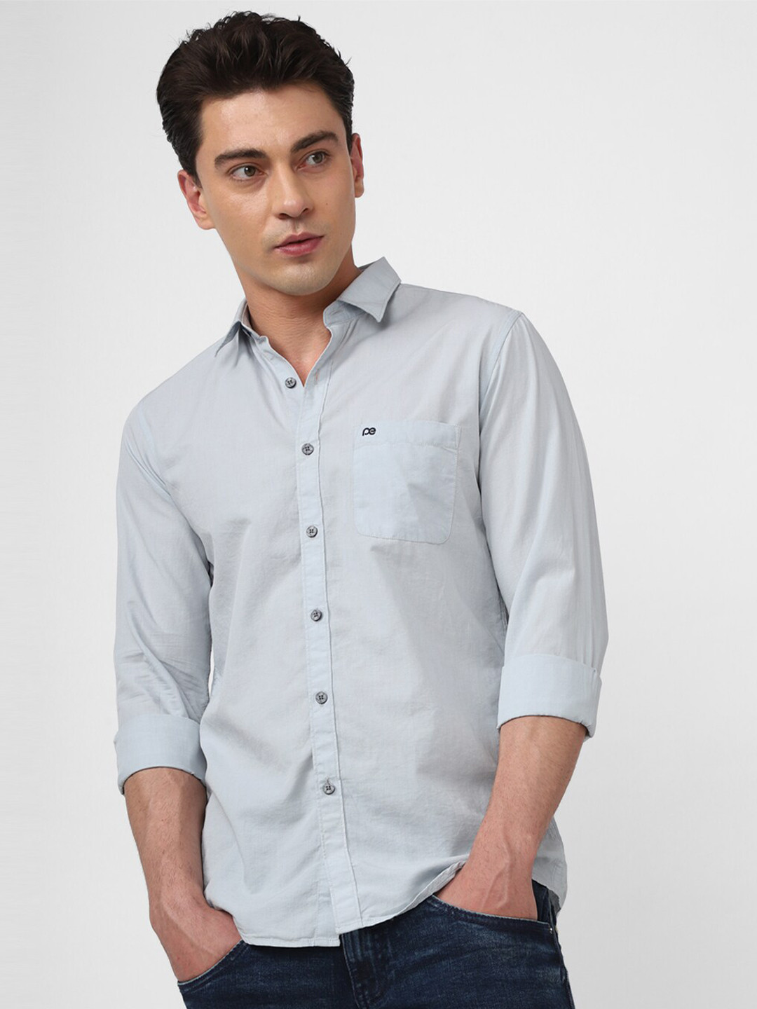 

Peter England Casuals Slim Fit Opaque Printed Casual Shirt, Grey