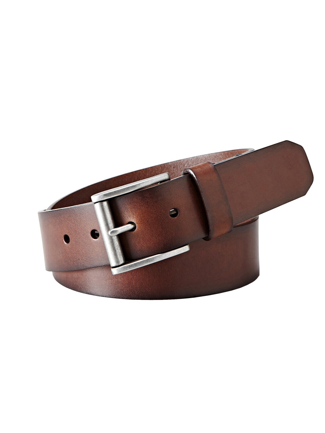 Fossil Men Leather Tang Slim Belt, Brown