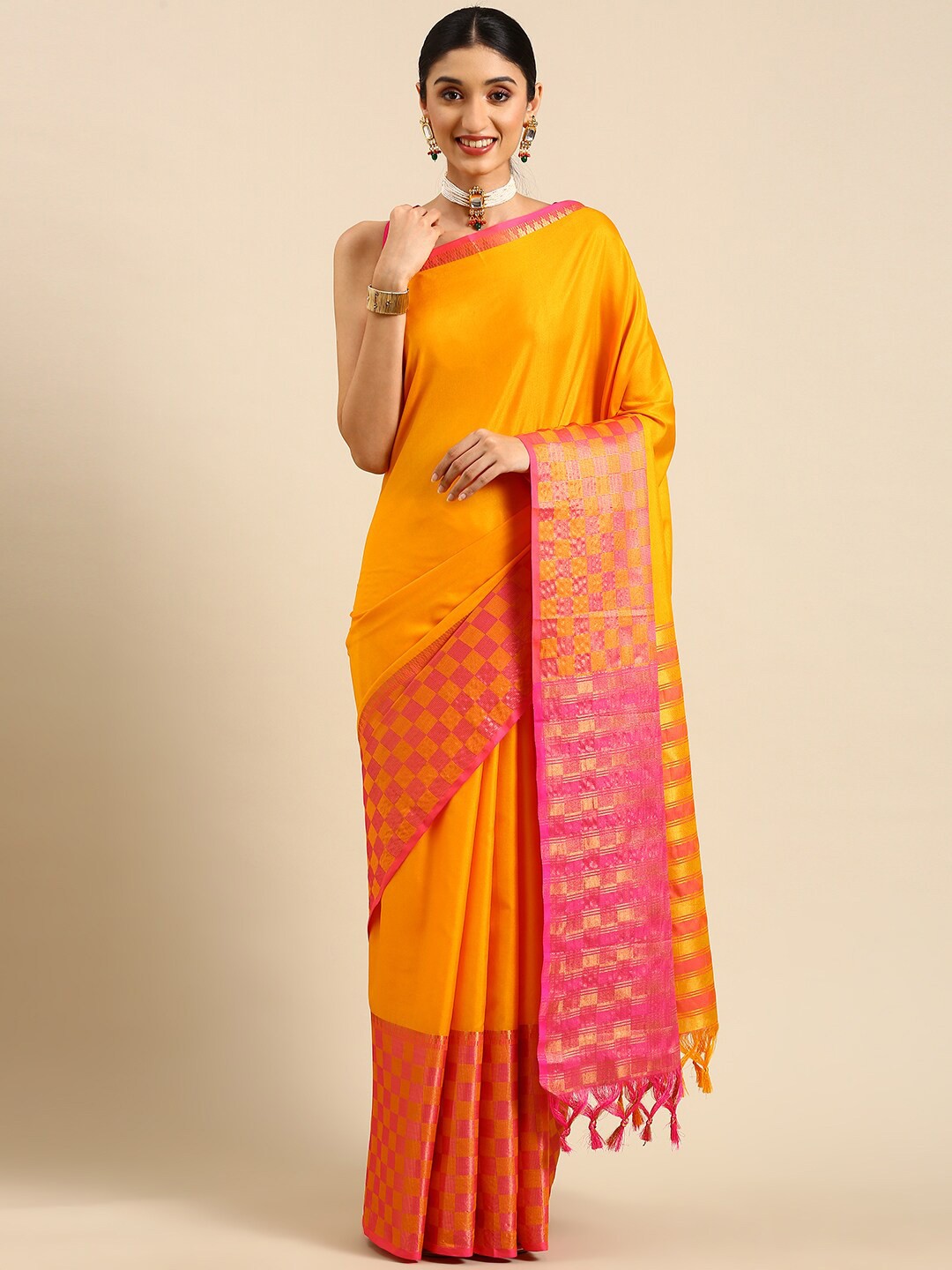 

Anouk Zari Kanjeevaram Saree, Mustard