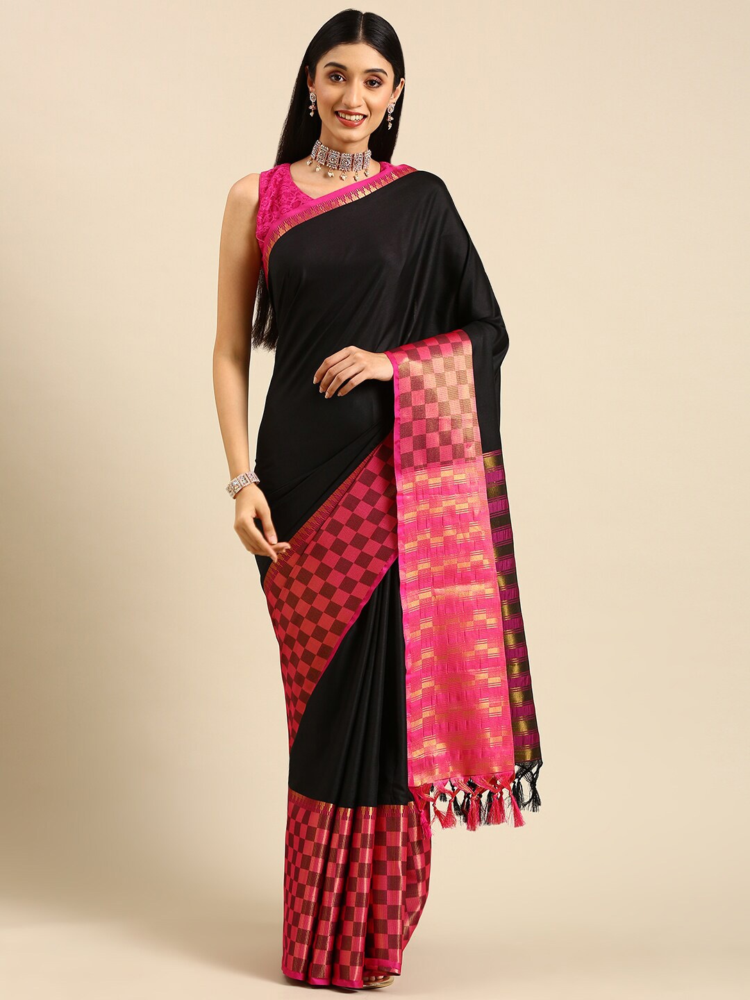 

Anouk Zari Kanjeevaram Saree, Black