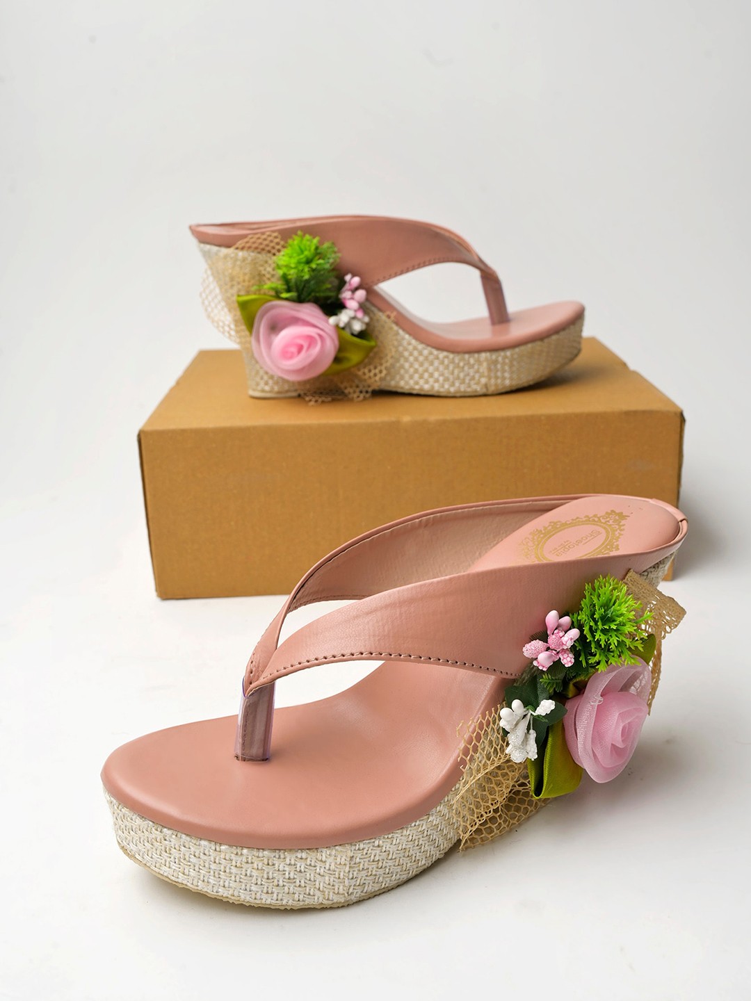 

Shoetopia Embellished Wedge Heels, Pink