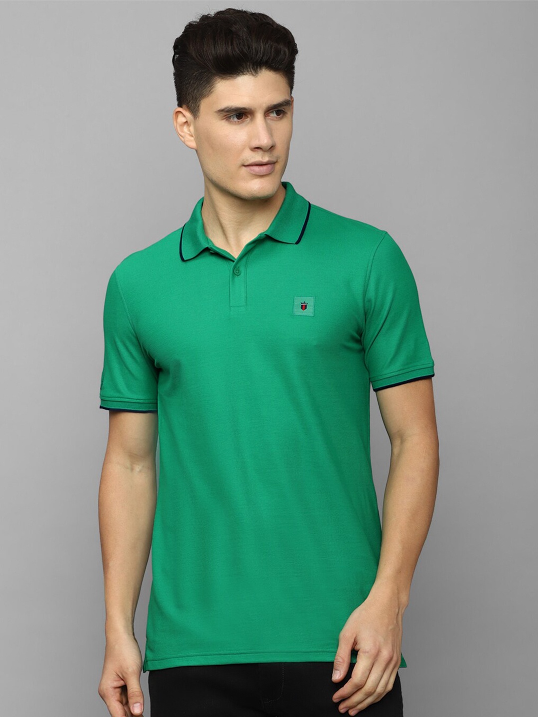 

Louis Philippe Sport Polo Collar Pure Cotton Slim Fit Casual T-shirt, Green