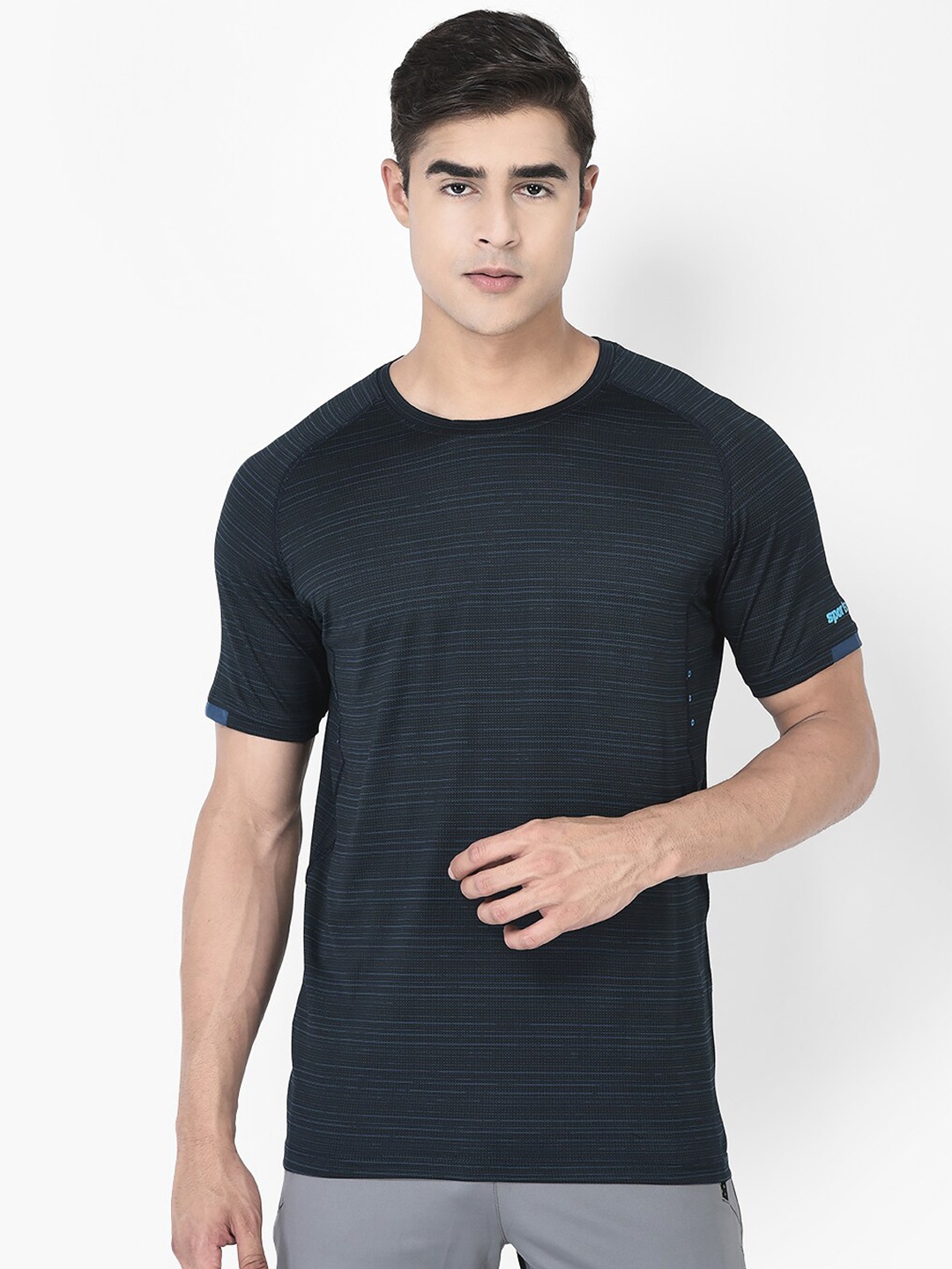 

SPORT SUN Horizontal Striped Raglan Sleeves Dri-FIT T-shirt, Navy blue