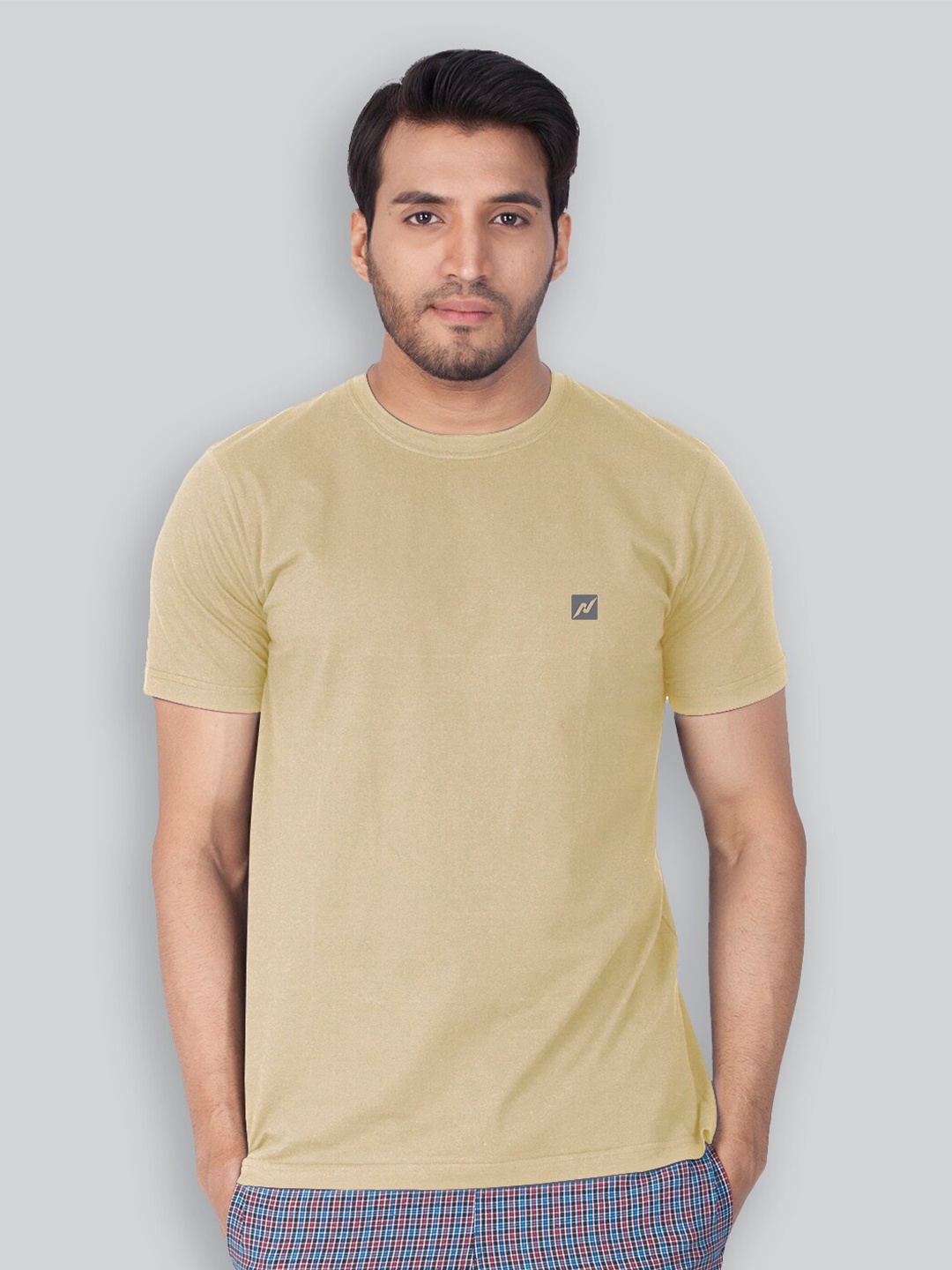 

LUX NITRO Round Neck Anti Odour Casual T-shirt, Beige