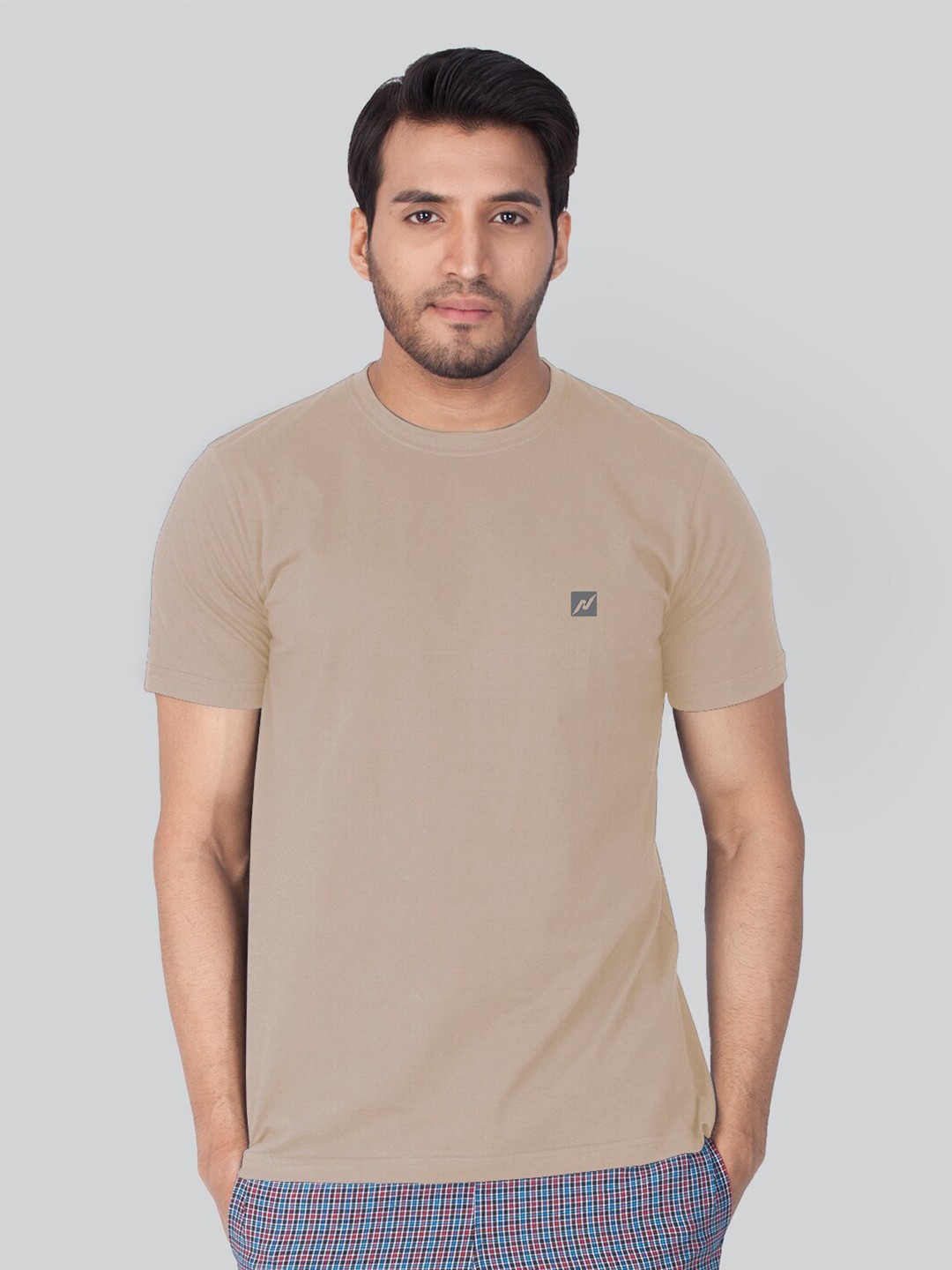 

LUX NITRO Round Neck Anti Odour Regular Fit T-Shirt, Beige