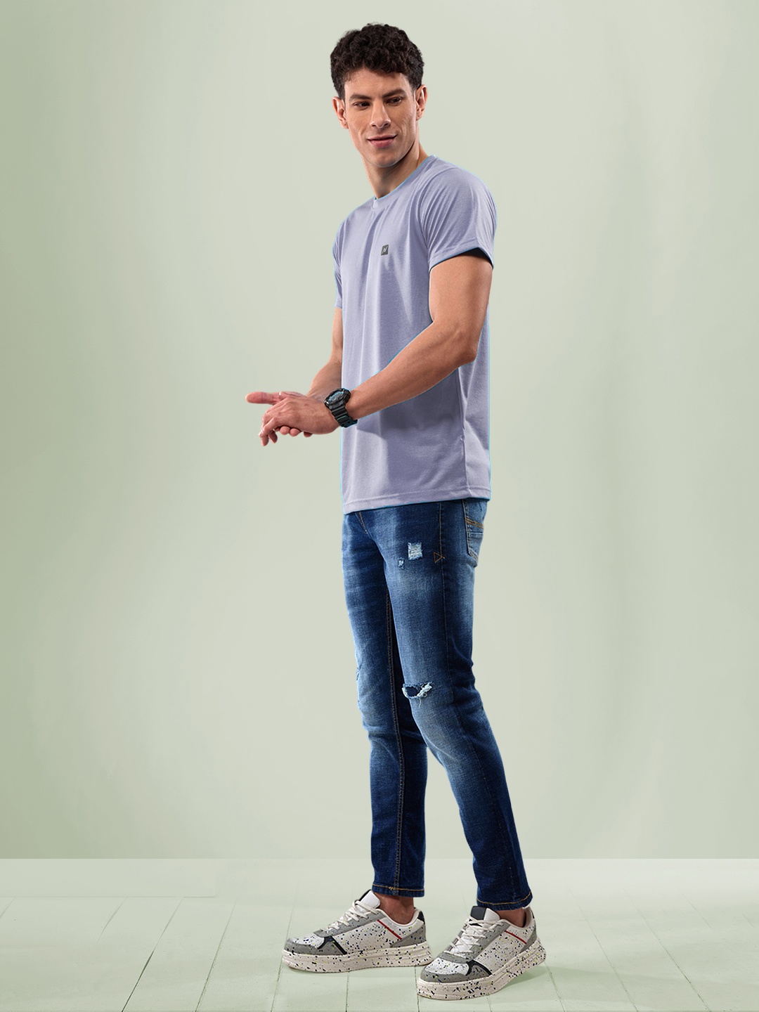 

LUX NITRO Round Neck Anti Odour Regular Fit T-Shirt, Grey