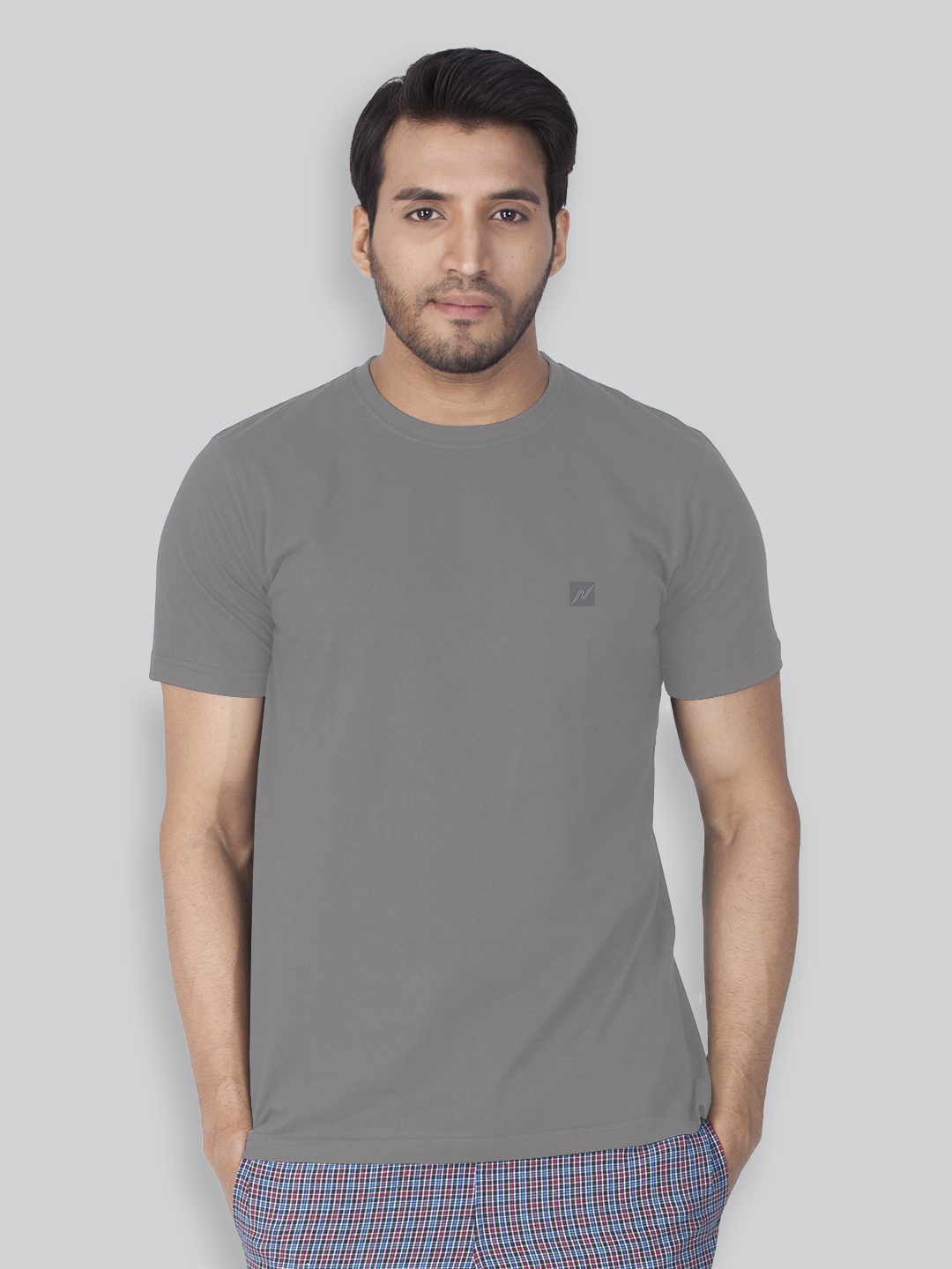 

LUX NITRO Round Neck Short Sleeves Cotton Casual Lounge T-shirts, Grey