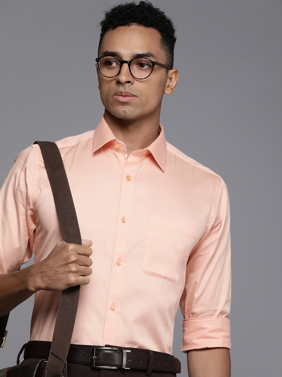 

Raymond Men Pure Cotton Slim Fit Opaque Formal Shirt, Peach