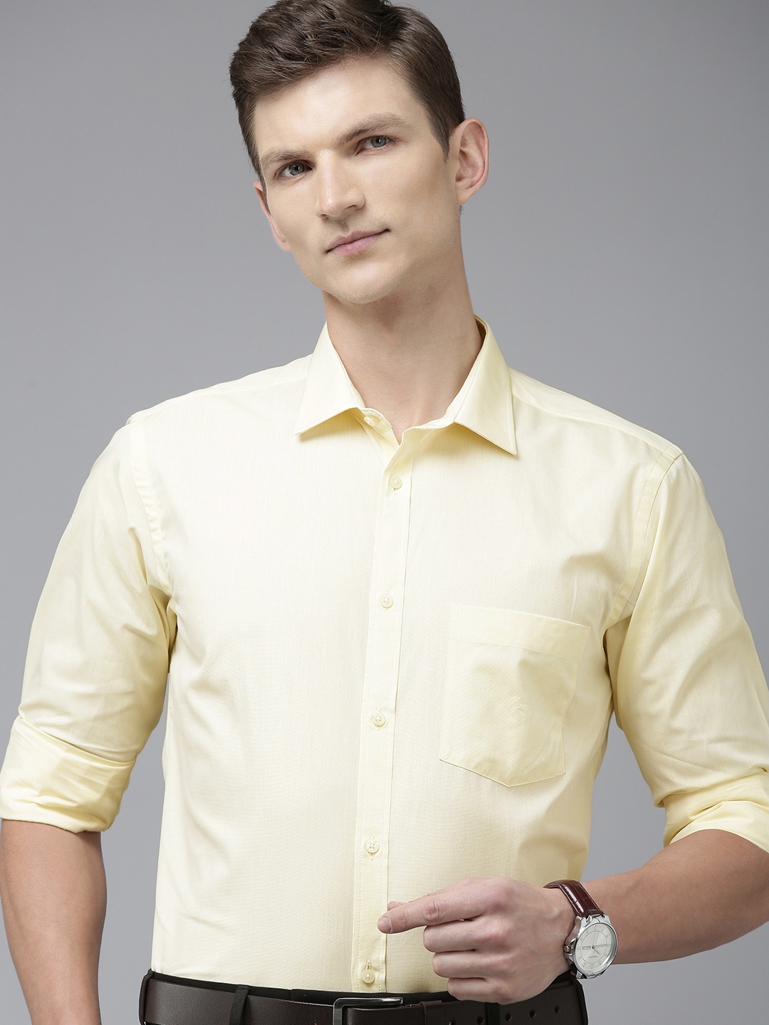 

Park Avenue Men Pure Cotton Slim Fit Opaque Formal Shirt, Yellow