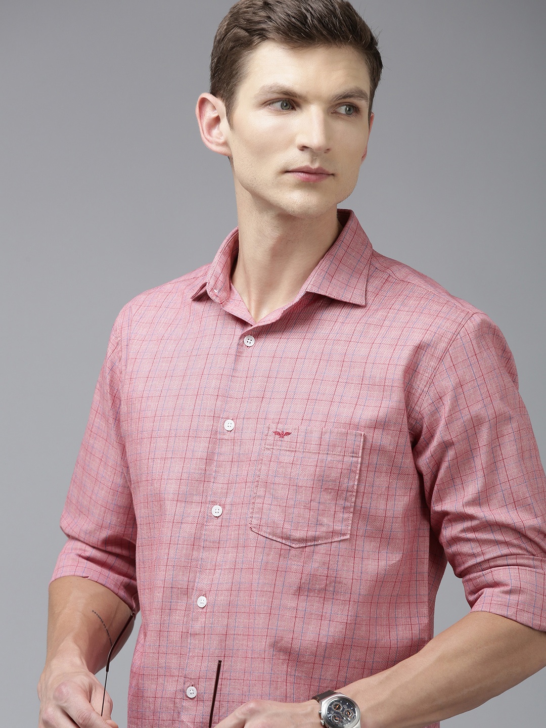 

Park Avenue Men Slim Fit Tartan Checks Opaque Cotton Casual Shirt, Pink
