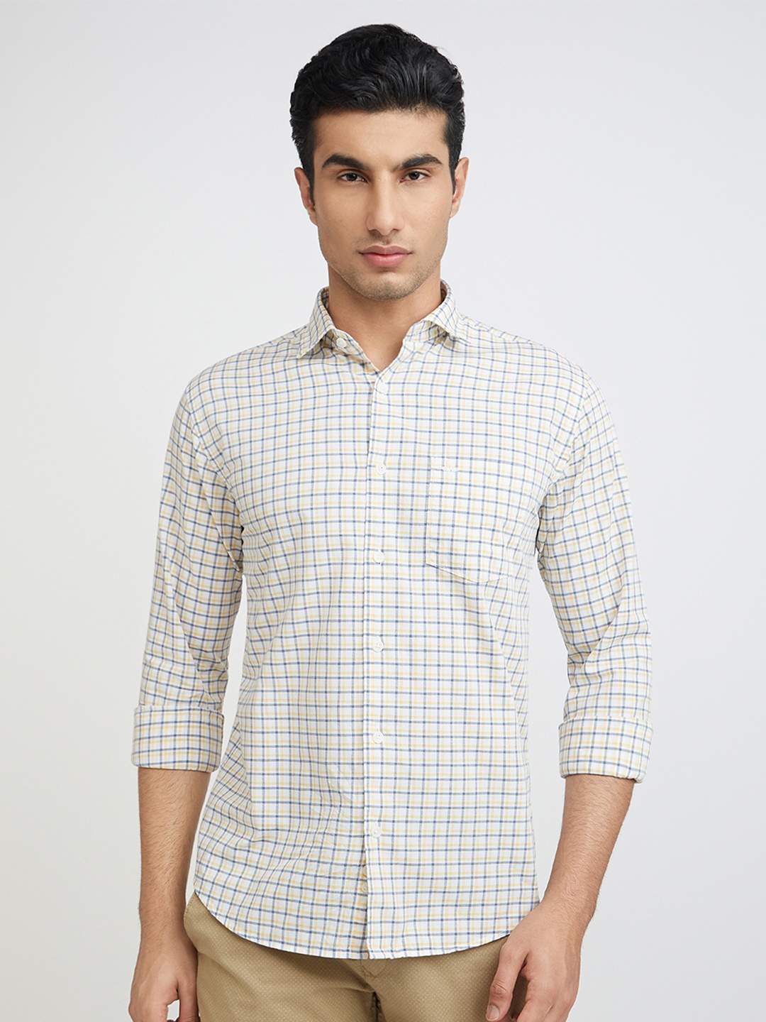 

Park Avenue Slim Fit Pure Cotton Checked Casual Shirt, White