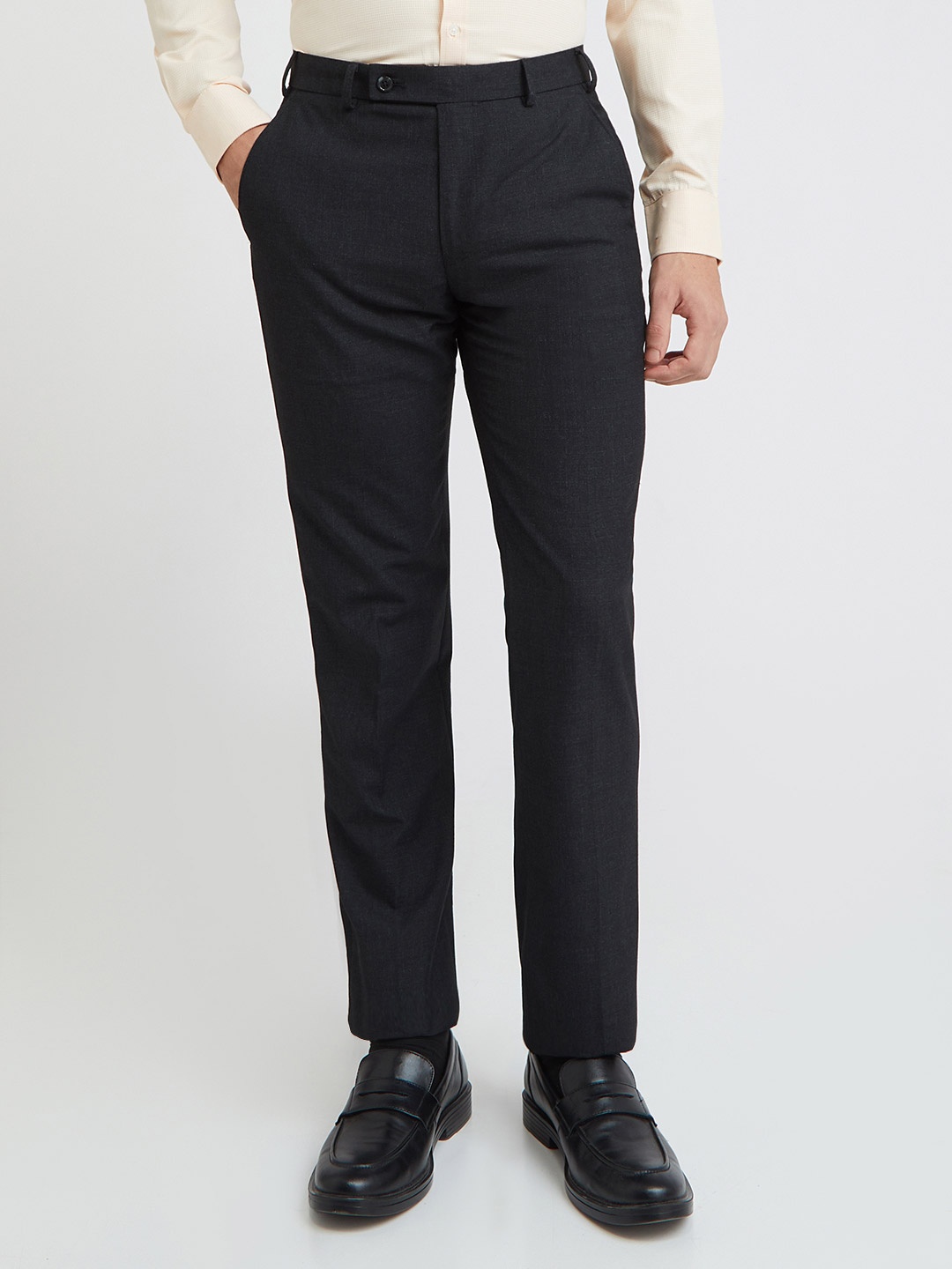 

Park Avenue Men Smart Slim Fit Formal Trousers, Black
