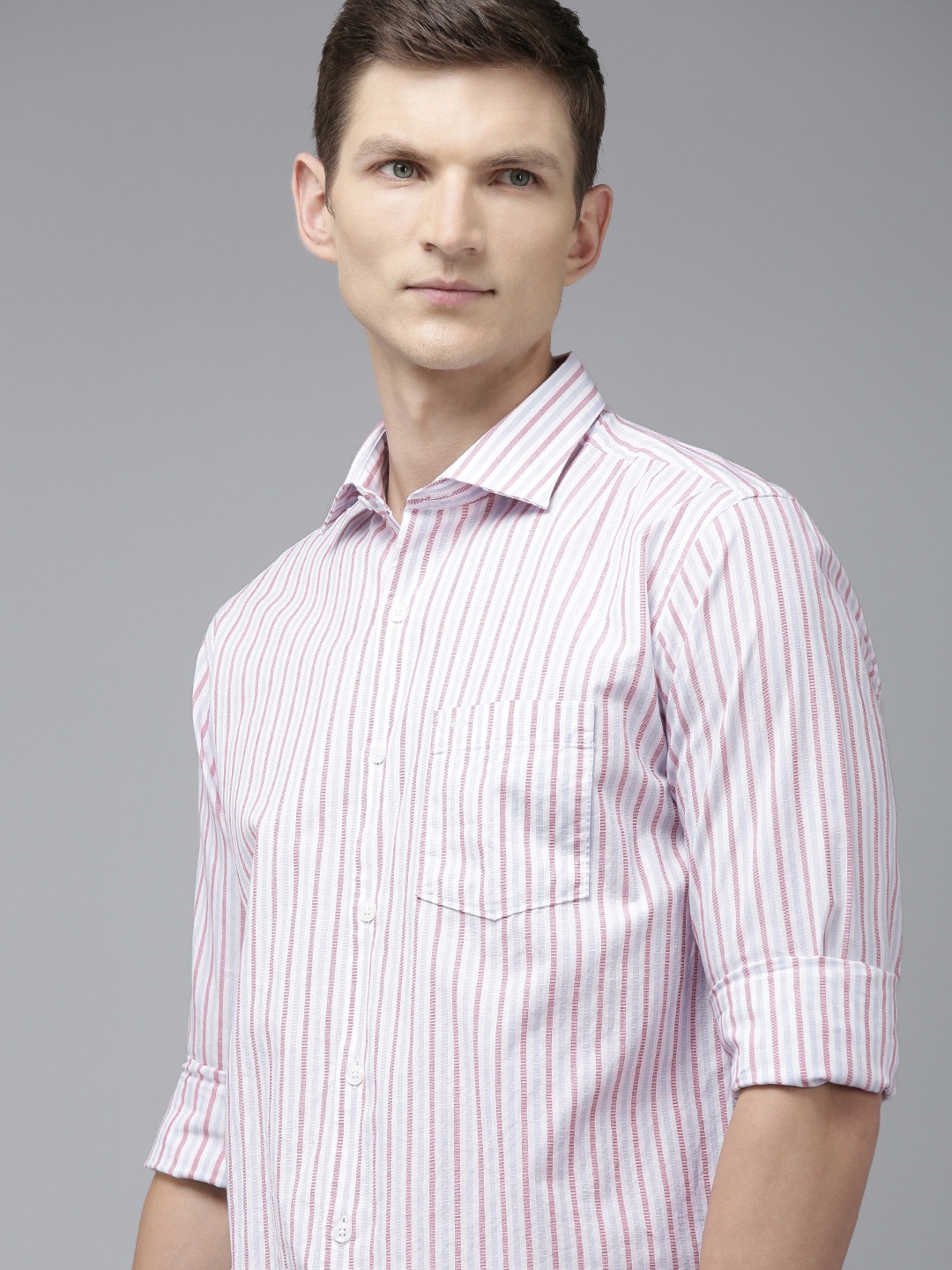 

Park Avenue Men Pure Cotton Slim Fit Opaque Striped Casual Shirt, White