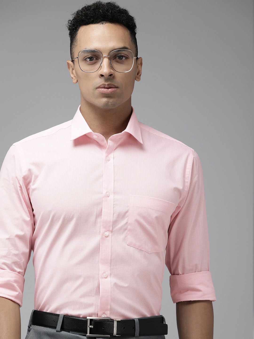 

Park Avenue Pure Cotton Slim Fit Micro Checked Formal Shirt, Pink