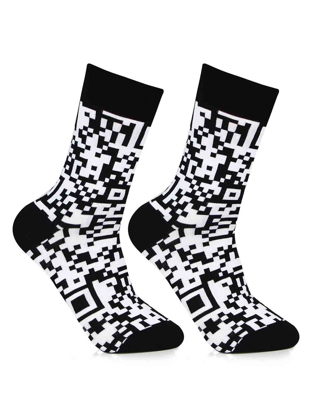 

Bonjour Men Patterned Tech-Savvy Style Cotton Above Ankle-Length Socks, White