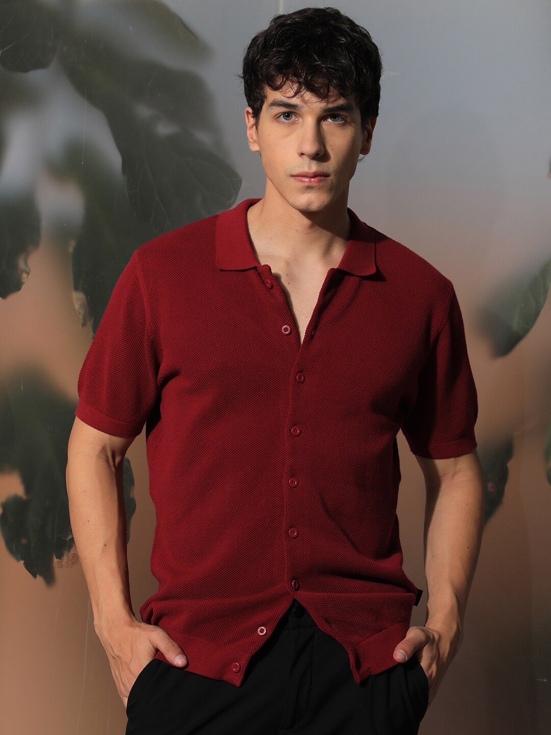 

RARE RABBIT Men Alias Slim Fit Cotton Shirt, Red